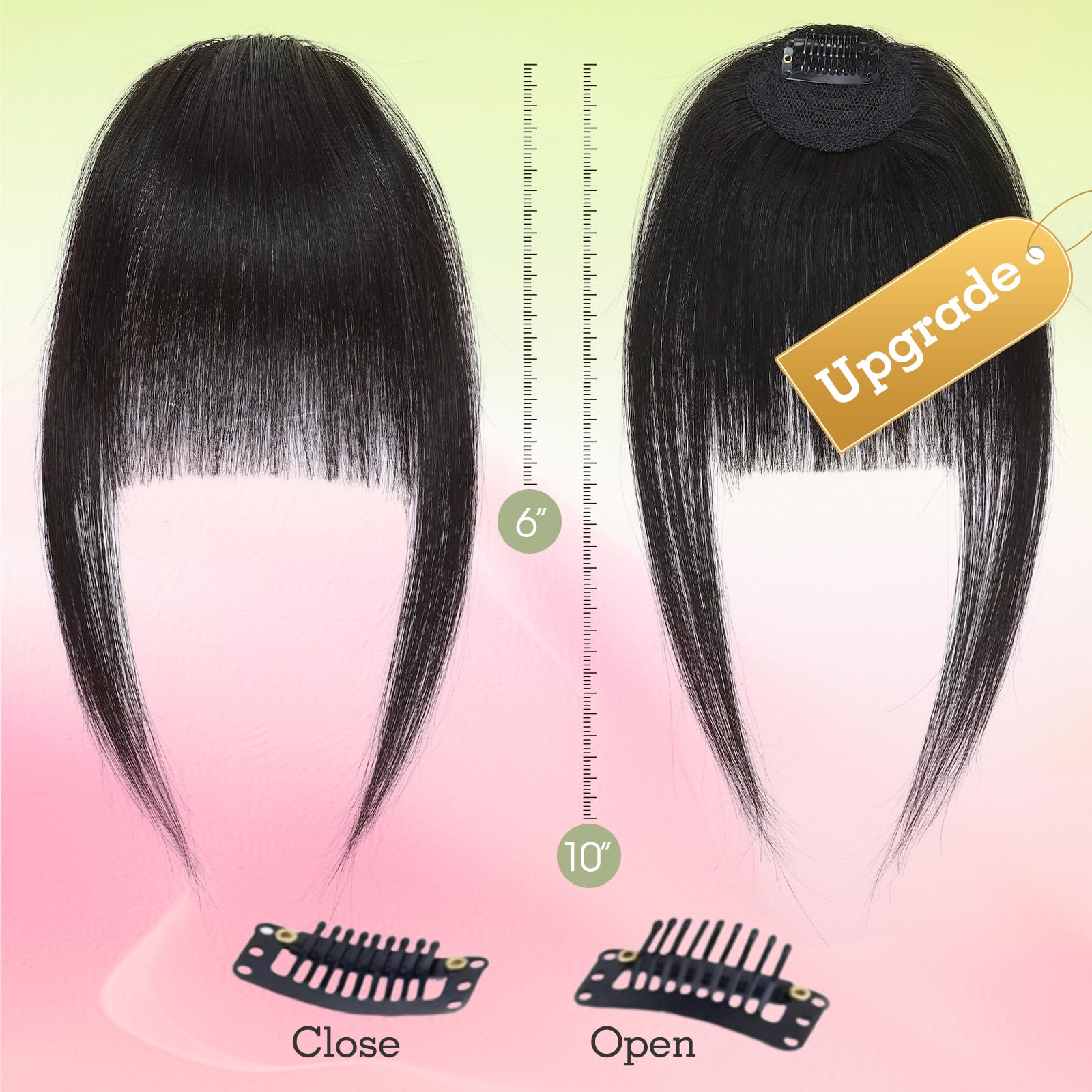 TESS 100% Real Human Hair Clip in Fringe Extensions Korean Kpop Popular Air Bangs - Image 2