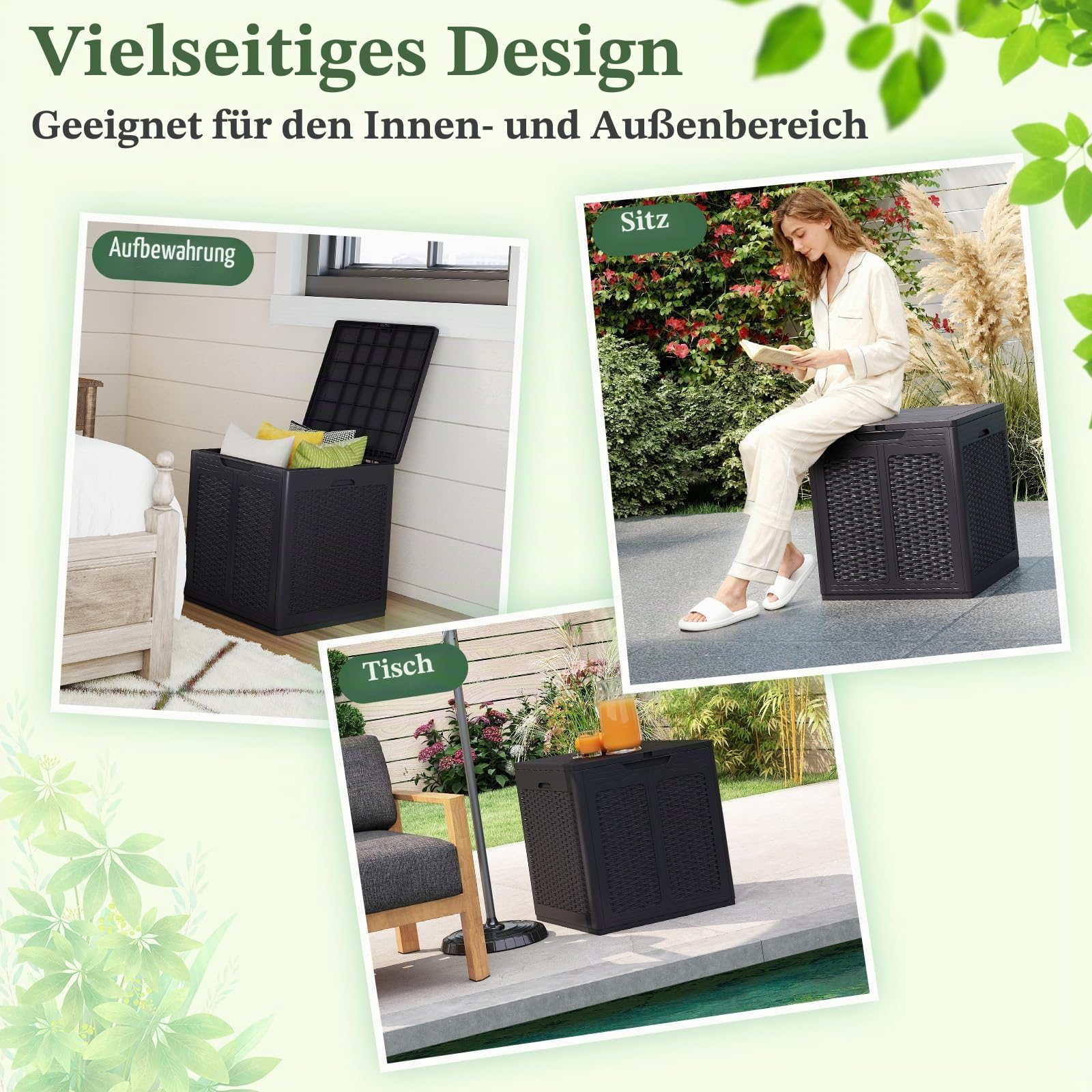 GIANTEX 145 L Auflagenbox, Gartenbox mit abschließbarem Deckel, Kissenbox aus Kunststoff, Outdoor Aufbewahrungsbox für Gartenmöbelauflagen, Gartengeräte & Poolzubehör (Braun)