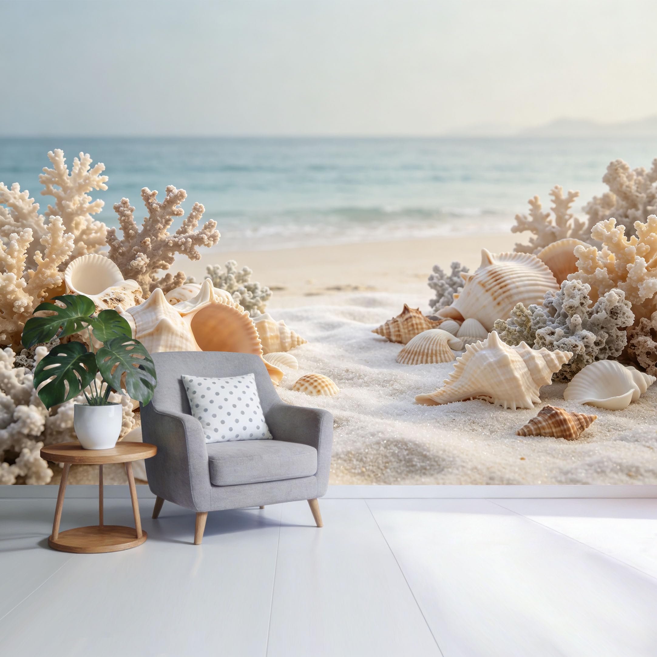 Custom Size Wall Mural Coastal Beach Seashells and Coral Ocean Shore Landscape SelfAdhesive Wall Fabric Removable Wallpaper for Home Office Decor