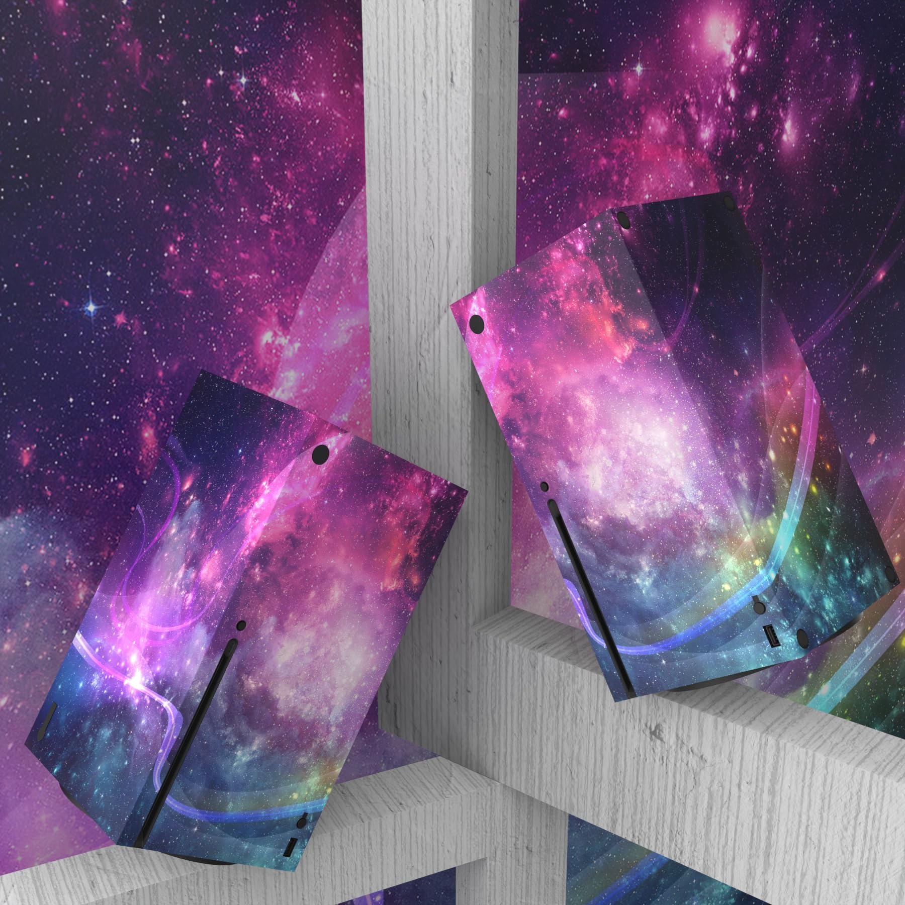 playvital Purple Galaxy Custom Vinyl Skins for Xbox Series X, Wrap Decal Cover Stickers for Xbox Series X Console Controller - 5