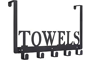 Over The Door Hooks, Black Towel Holder for Bathroom and Kitchen