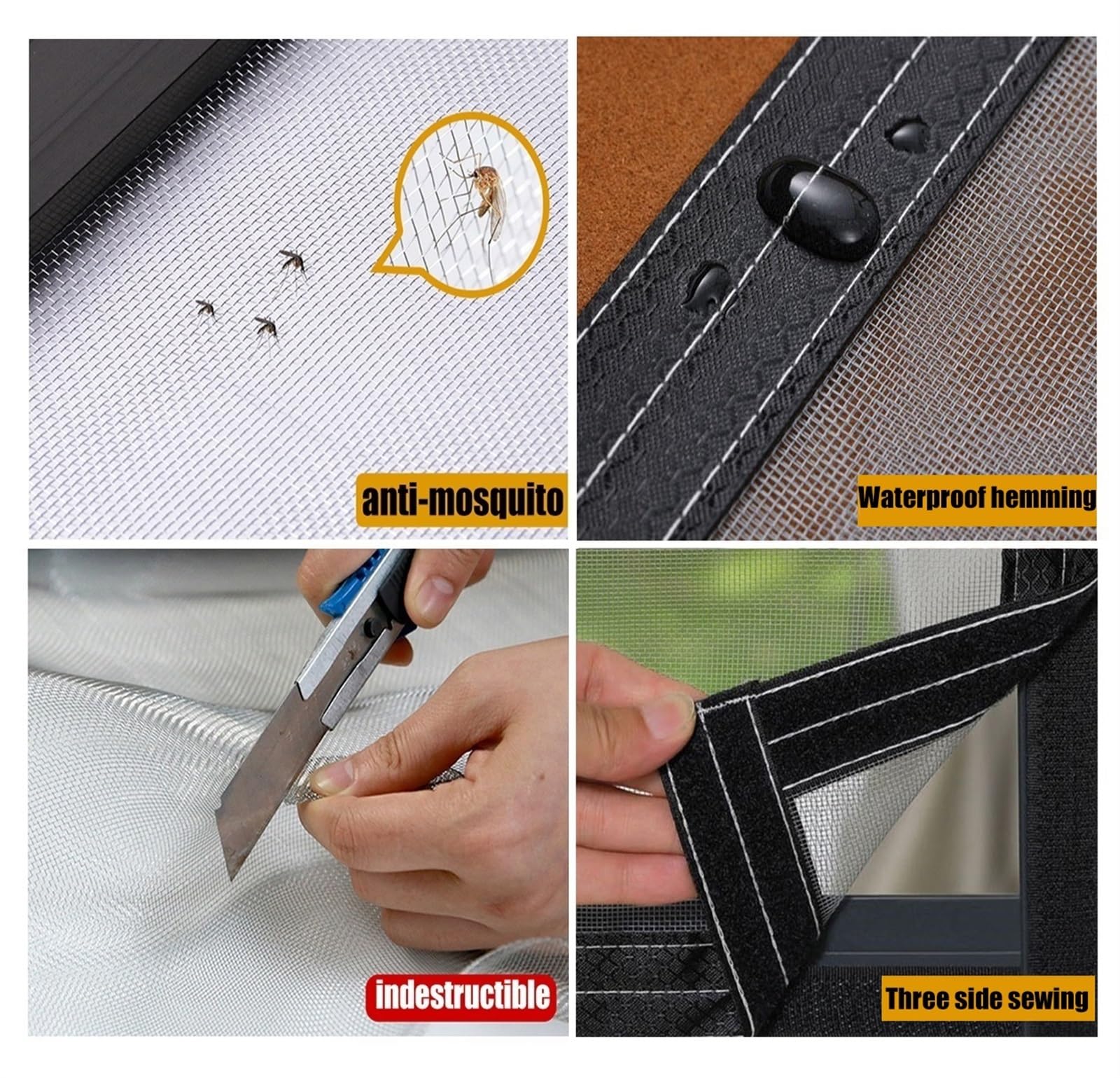 Edelstahl Fliegengitter Fenster mit Klettband, Katzennetz Fenster für Balkon Ohne Bohren,Katzengitter Fenster Transparent Langlebig Robust, Fensternetz Insektenschutz Nicht Einstellbar (Color : Gray