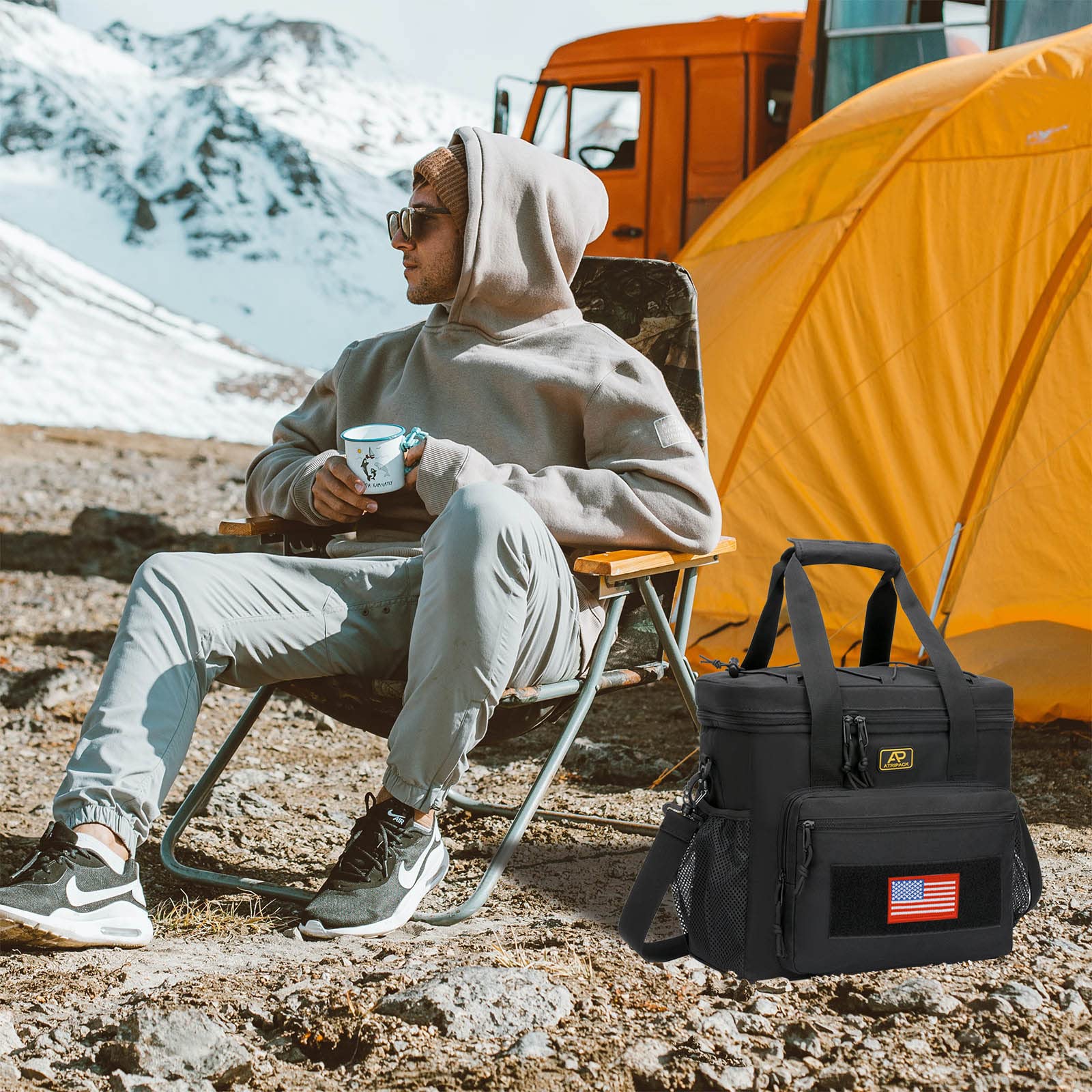 Lunchbox für Herren, taktische Lunchtasche, MOLLE-Gurtband, auslaufsicher, isoliert, große Lunch-Kühler, Frauen, Erwachsene, Picknick, Büro (schwarz)