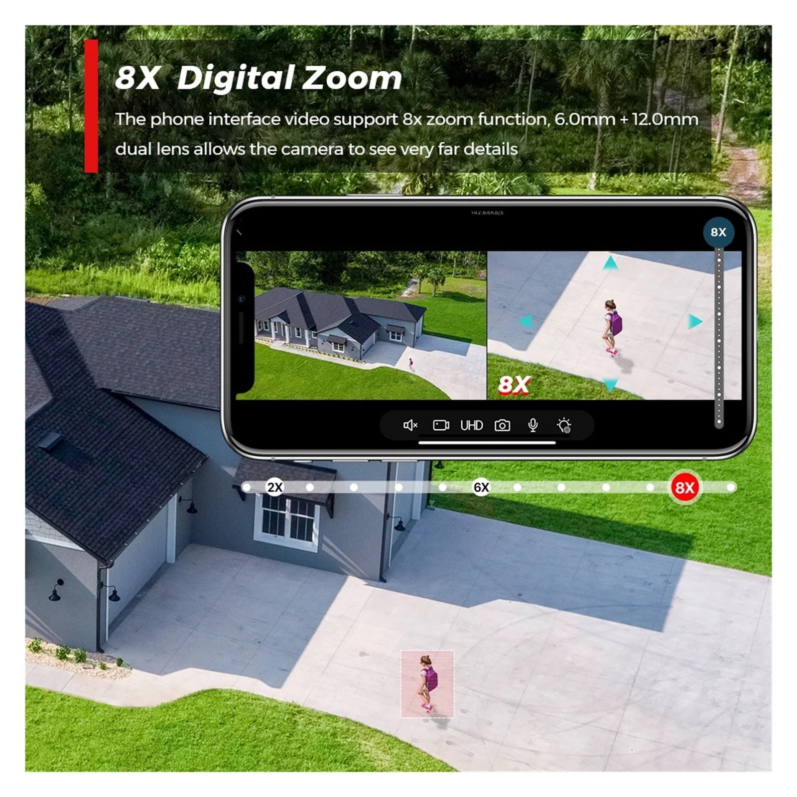 Caméra extérieure WiFi 12MP 6K PTZ