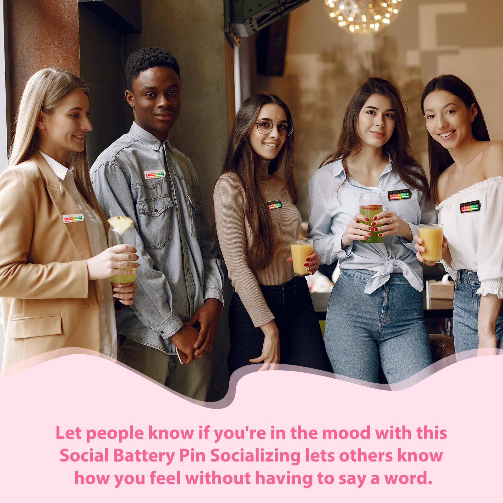 Lot de 6 Broches "My Social Battery Pin", Épingle Interactive pour Humeur Sociale, Pins Social Battery, Insigne Humeur du Jour en Émail, pour Introvertis (Blanc + Noir)