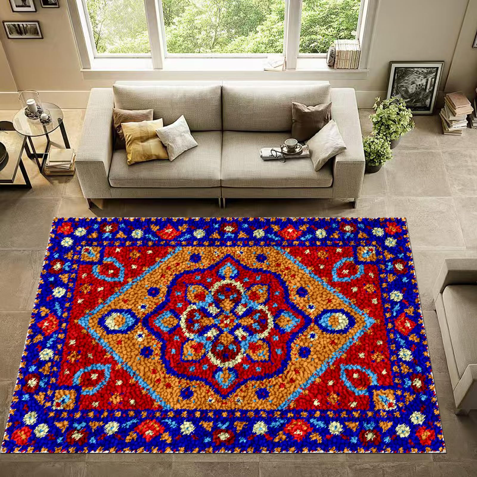 SZKBEUO Knüpfteppich Set 40x70cm | DIY Teppich Selber Machen | Komplettset Mit Garn & Werkzeug