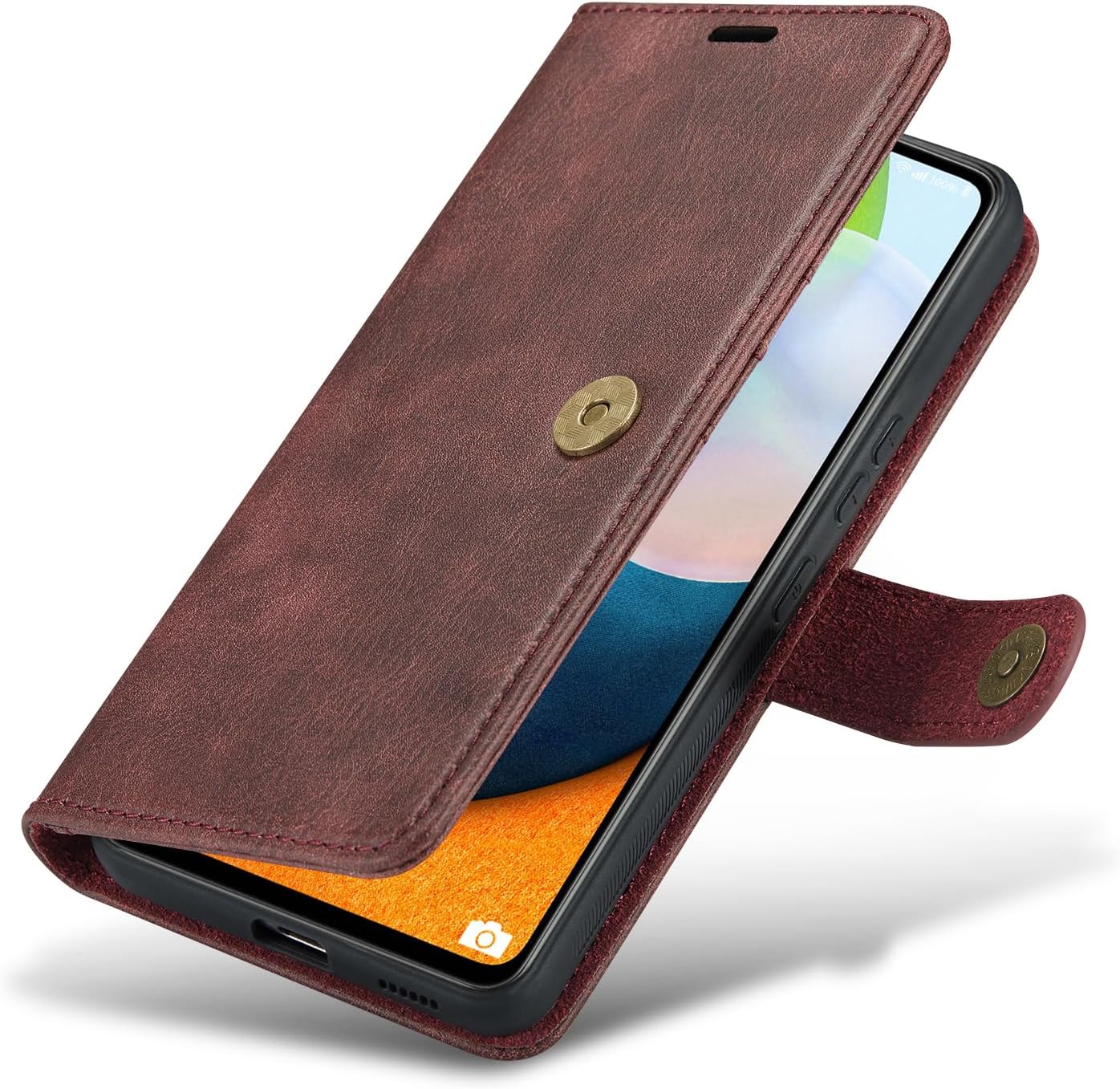 Asuwish Phone Case for Samsung Galaxy A53 5G Wallet Magnetic Detachable Cell Cover with Tempered Glass Screen Protector Flip Card Holder Slot A 53 G5 53A SM A536U 6.5" 2022 Women Men Girls Purse Red
