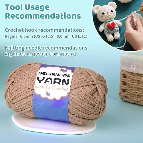 Miniatura 4 de Hilo de 7.05 oz para ganchillo, hilo de ganchillo para principiantes con puntadas fáciles de ver, marcador de puntada, aguja roma de ojo grande para