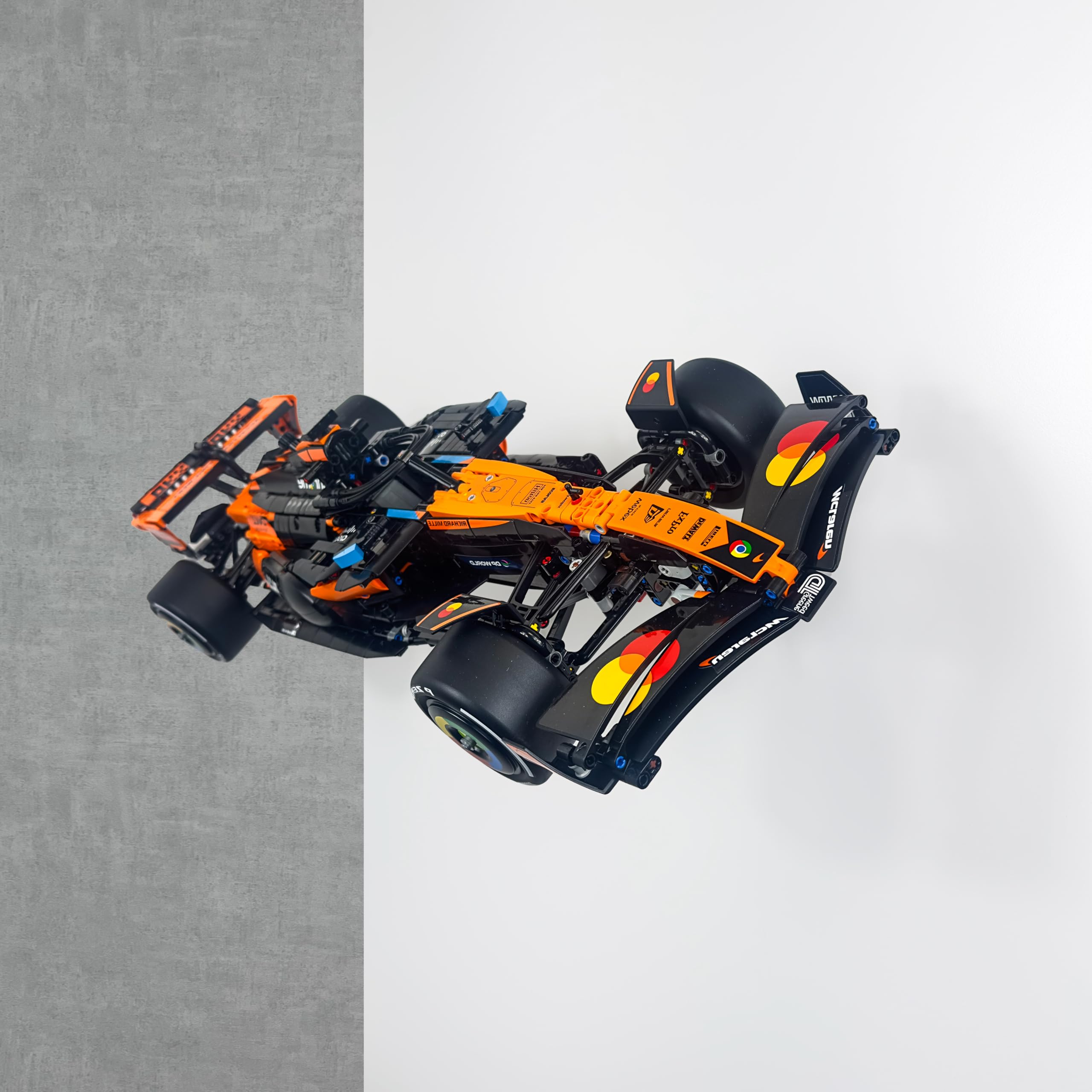 Wall Mount Display Bracket Compatible with LEGO Technic McLaren F1 Car MCL39 42228 โ Secure Vertical Wall Display Holder for LEGO Formula 1 Model Car โ Space Saving Display Mount