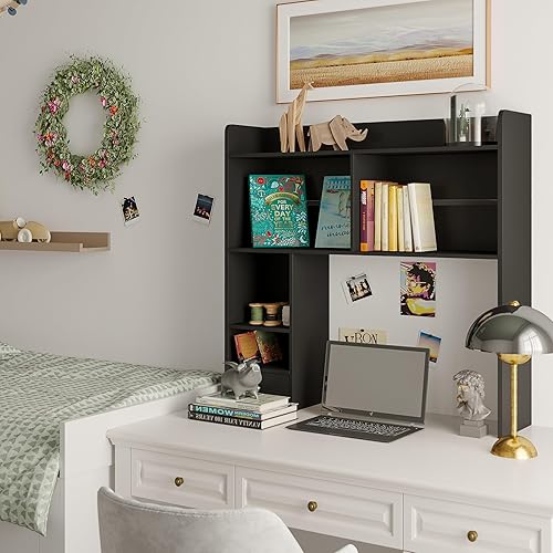 Miniatura 4 de ChooChoo Estantería de escritorio, 36.4 pulgadas de alto con 5 estantes y 1 cajón para escritorio de computadora, organizador de estante de