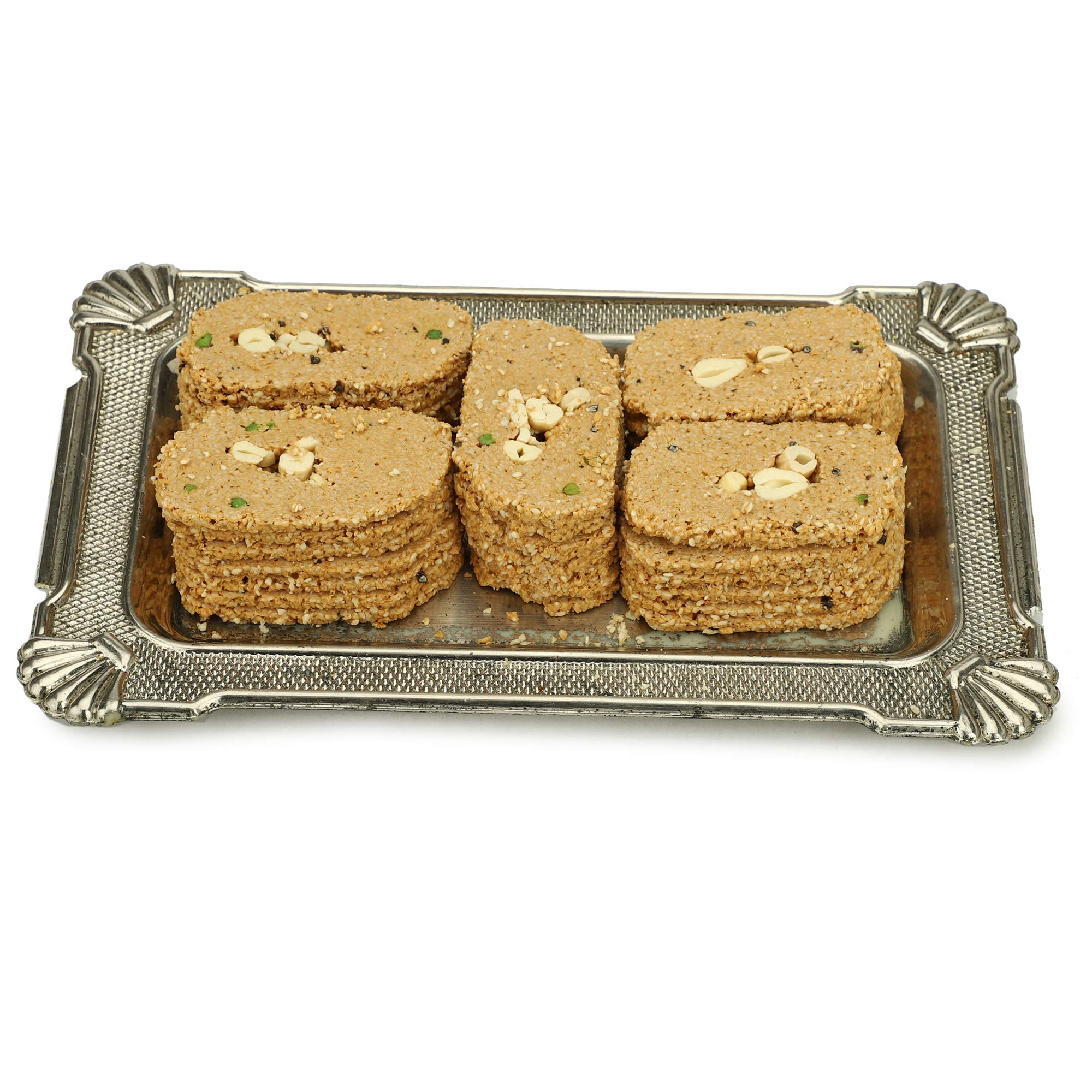 Bhim Sain Baij Nath Agra (Inventor of Dalmoth and Petha) - Gud (Jaggery) Gajak / Gur Gajak Made with Fully Roasted Sesame Seeds and Dry Fruits in Pure Desi Ghee - 500 GMS