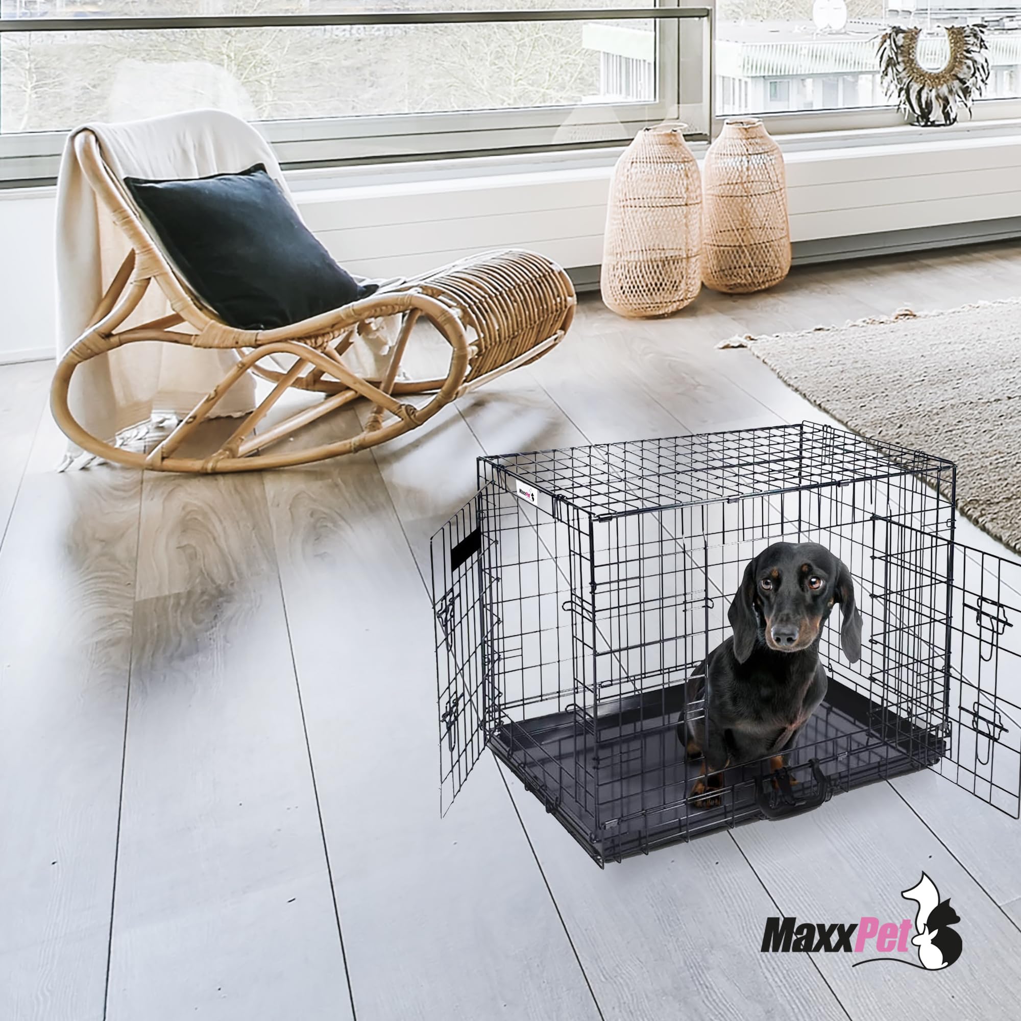 MaxxPet jaula para perros plegable - Jaula de viaje - Jaula para el coche - Jaula de transporte para perros - 63x44x50cm