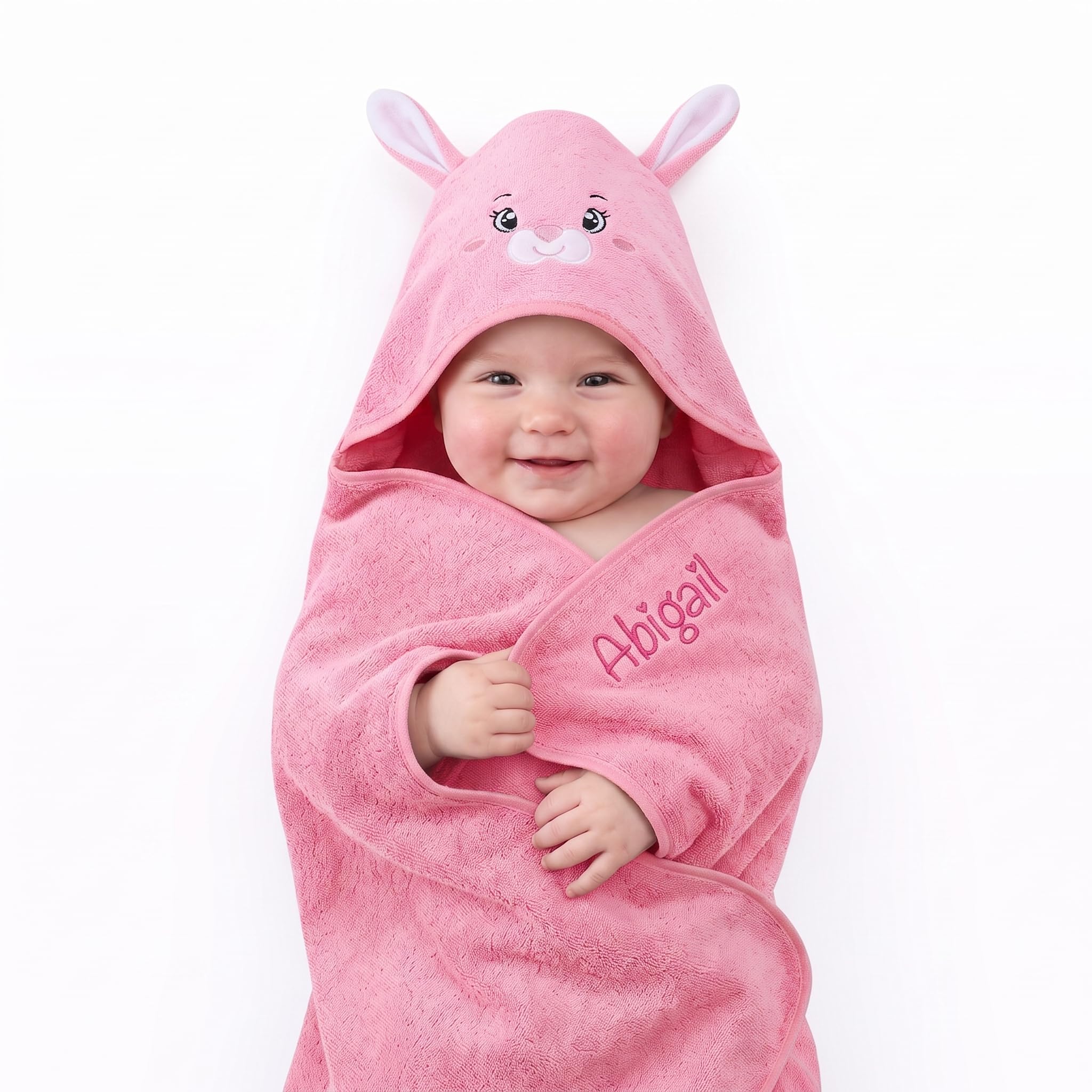 Wamantic Personalised Baby Hooded Towel with Name Ultra Soft Baby Bath Towel for Boys and Girls Newborn Baby christening Birthdays
