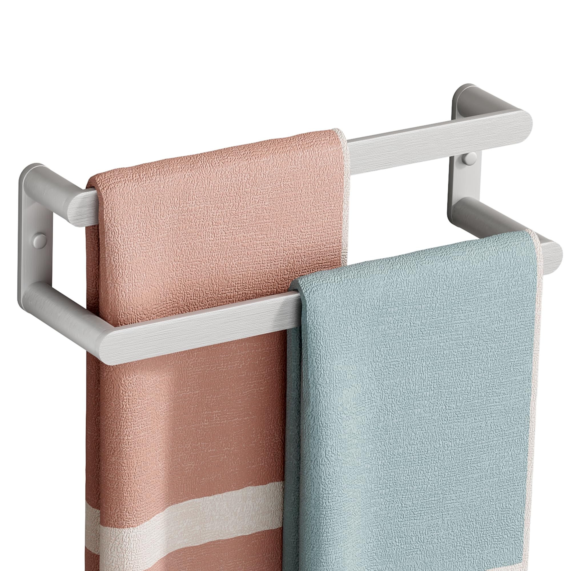 SAYAYO Towel Rail Wall Mounted Brushed Double Hand Towel Holder, 2-Tier Large Bath Towel Rack Heavy Duty for Bathroom Kitchen 42CM