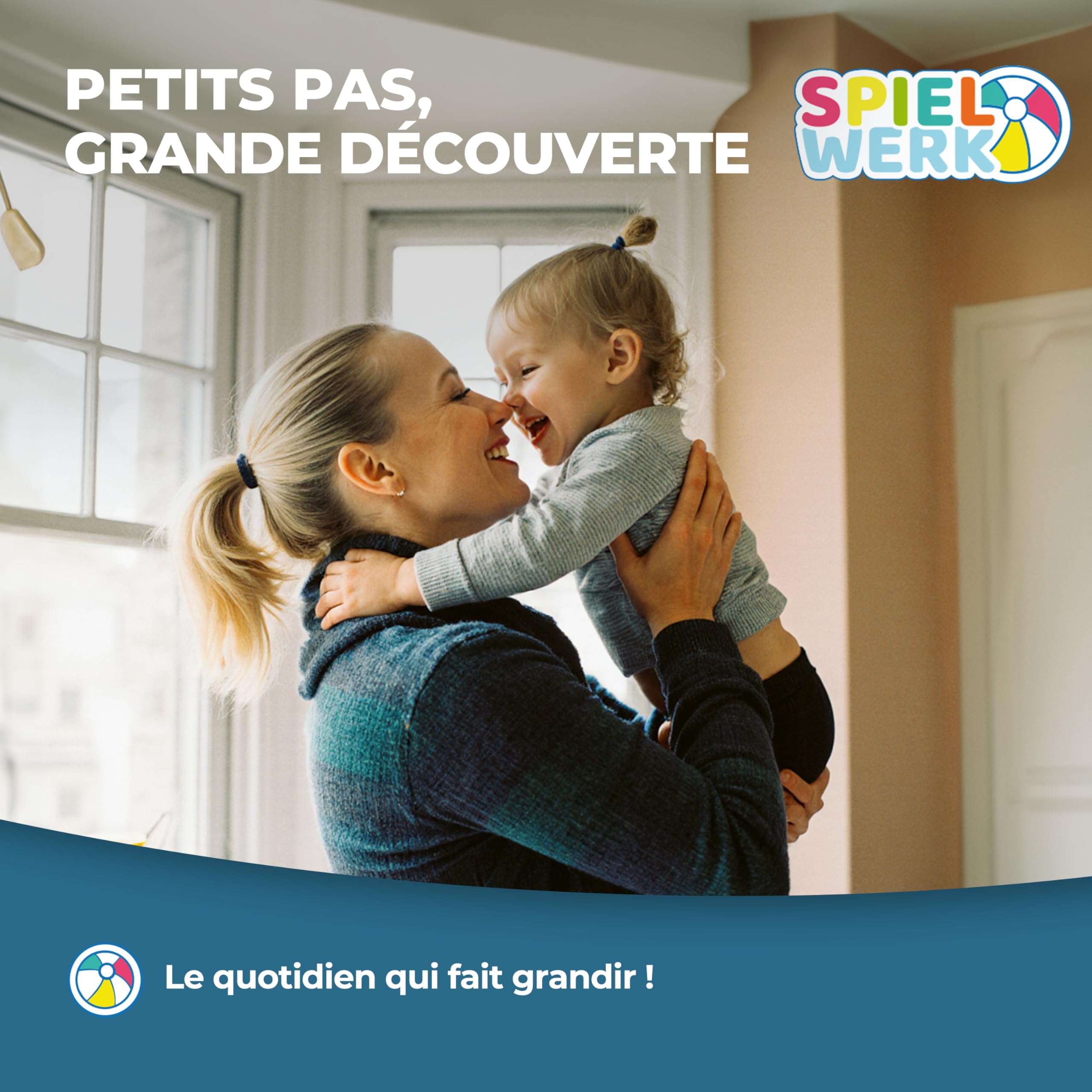 Spielwerk® Tour d'Observation Montessori en Bois pour Enfant, Stable et Sécurisée, Hauteur 93cm - Tour d'apprentissage avec Tableau noir, Marchepied Bois de Pin Blanc - Dès 2 ans