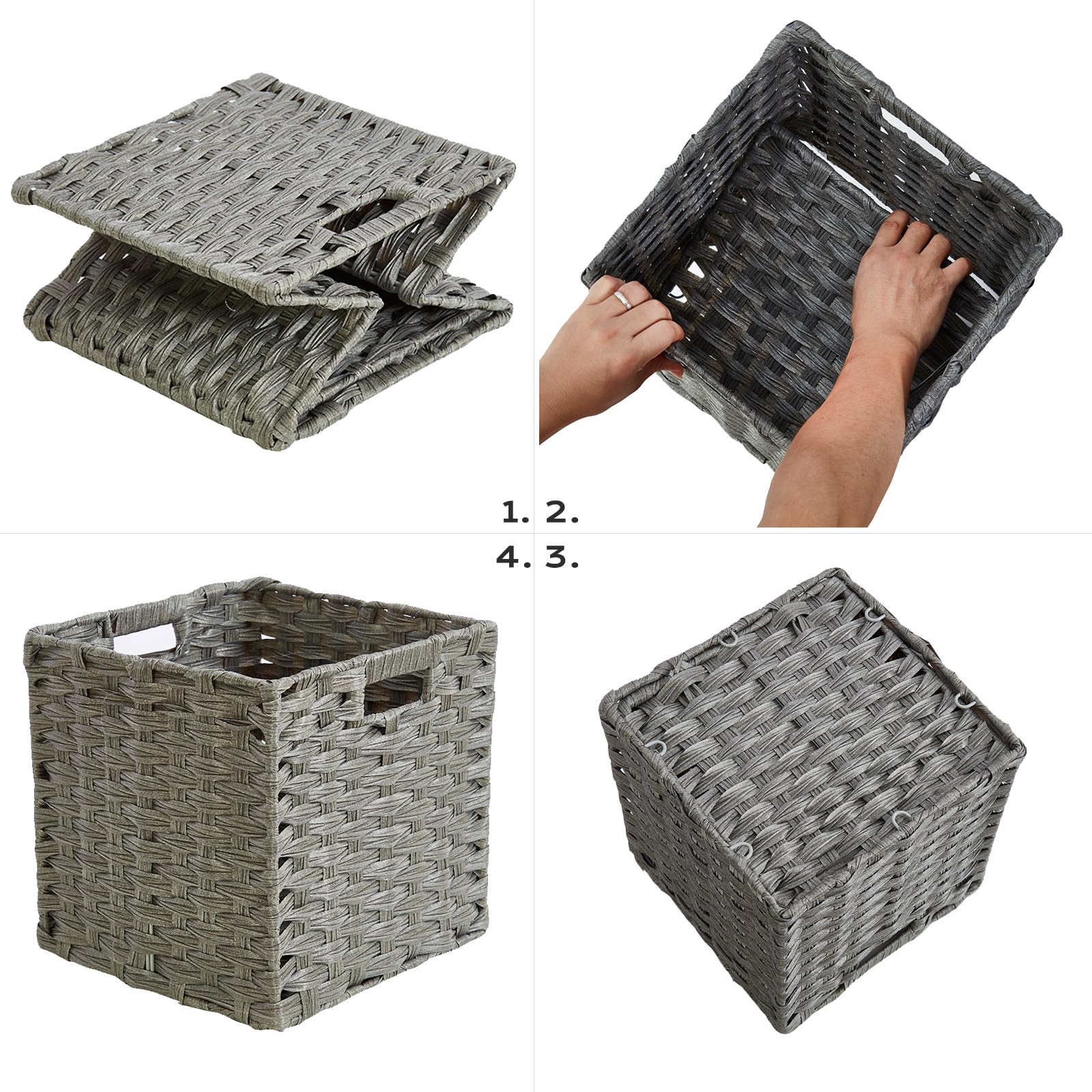 MANGATA Cubi portaoggetti da 28 cm, disponibili in più colori, cesti portaoggetti da 28x28 cm, cesto intrecciato in polipropilene(Grigio cenere, 2 pezzi)