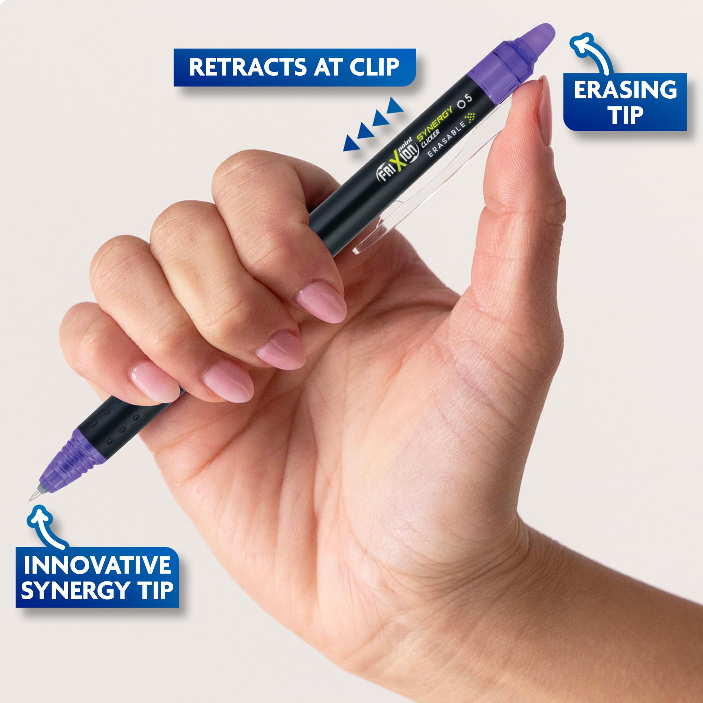 Pilot FriXion Synergy Clicker Lot de 10 stylos à encre gel effaçables, rechargeables et rétractables, pointe extra fine, couleurs d'encre assorties (17481)