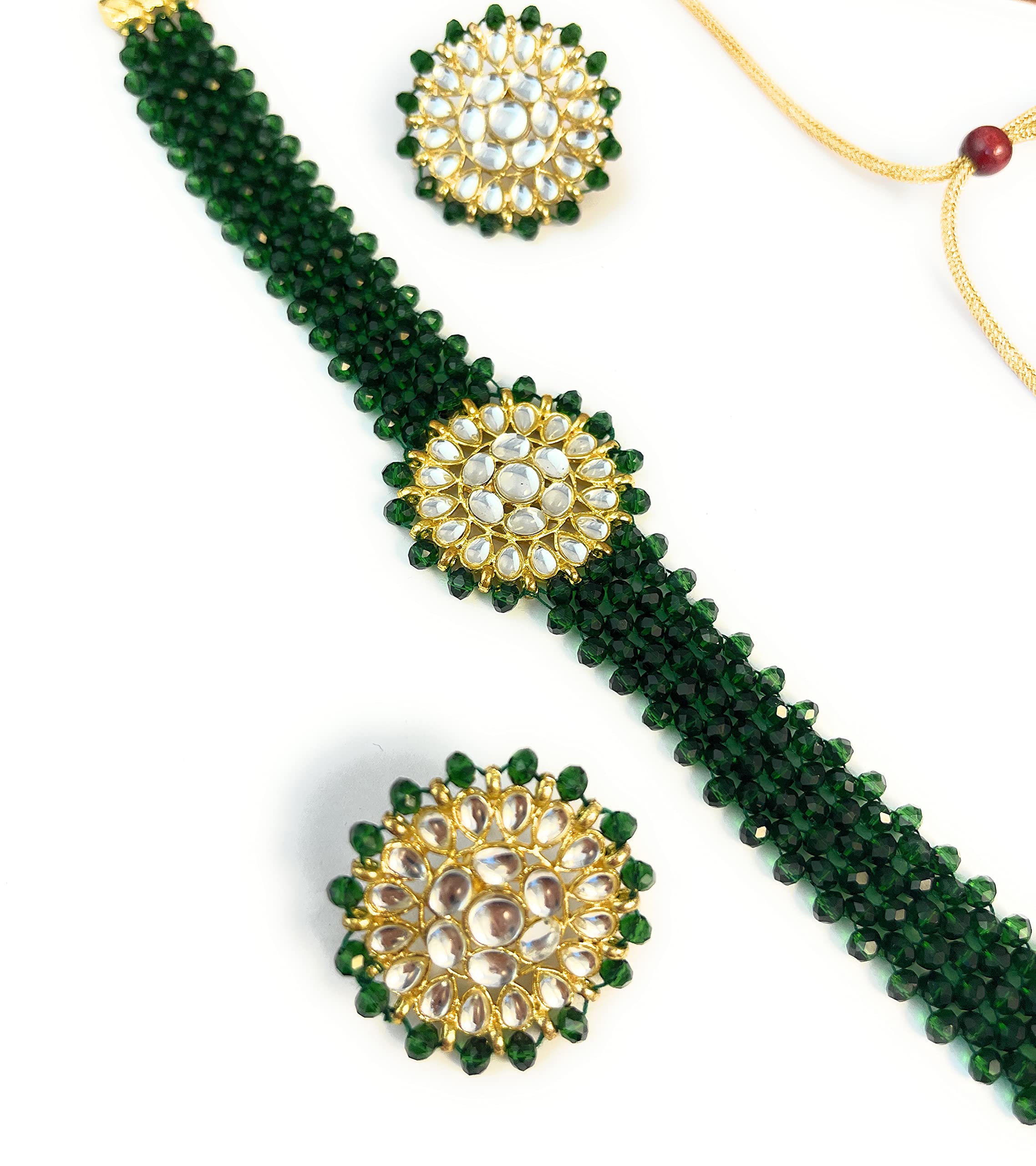 Karatcart Womens Crystal Kundan Choker Necklace with Stud Earrings (Green) (B098P764ZK) Amazon Price History, Amazon Price Tracker