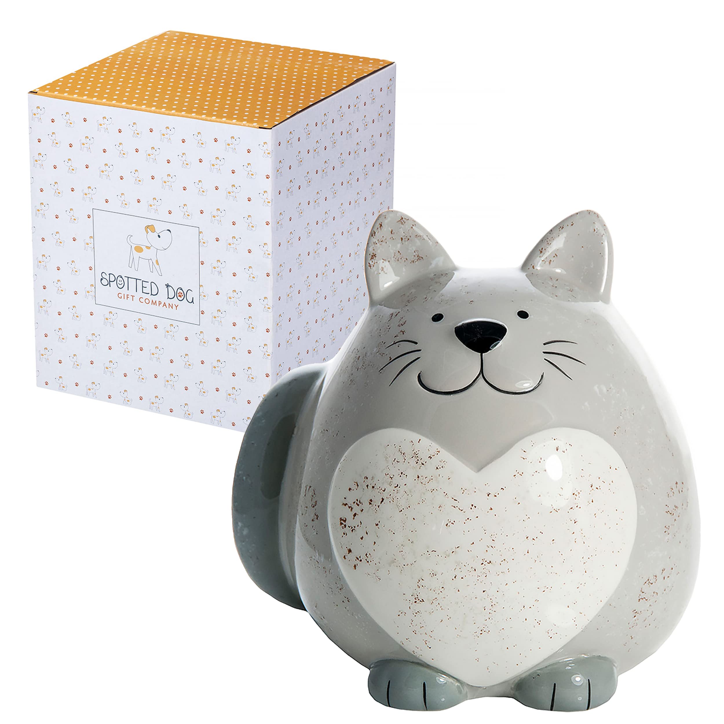 SPOTTED DOG GIFT COMPANY Tirelire Enfant, Céramique Tirelire Originale pour Filles Garçons et Adulte, Mignon Chat Themé Maison C