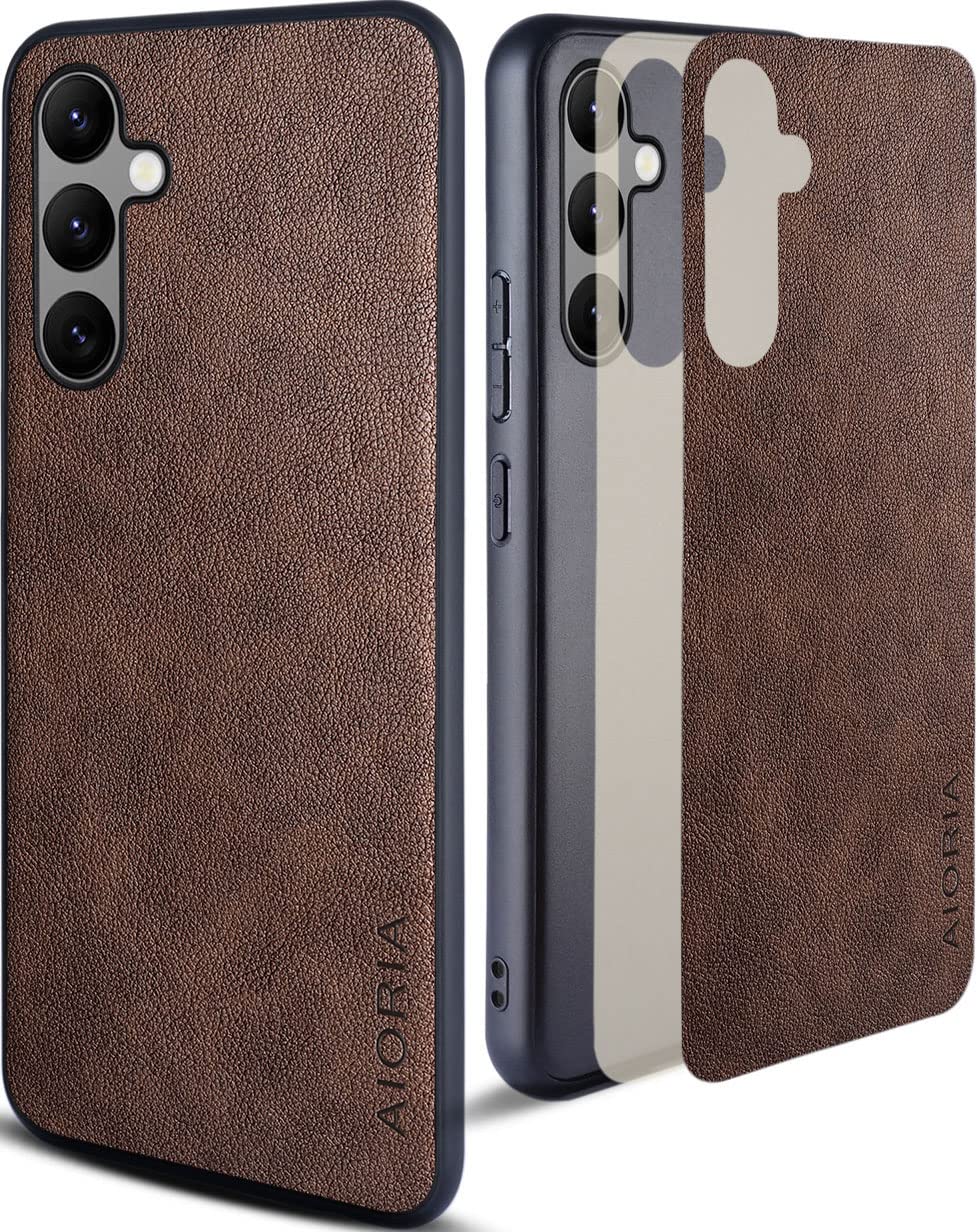 AIORIA for Samsung Galaxy A54 Case, Premium Leather Phone Cover Retro Design Full Protective Case for Samsung Galaxy A54 5G (Coffee)