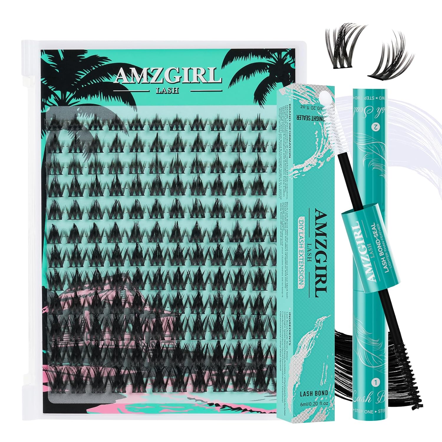 AMZGIRL Fairy Lash Clusters with Black Bond and Seal Lash Glue