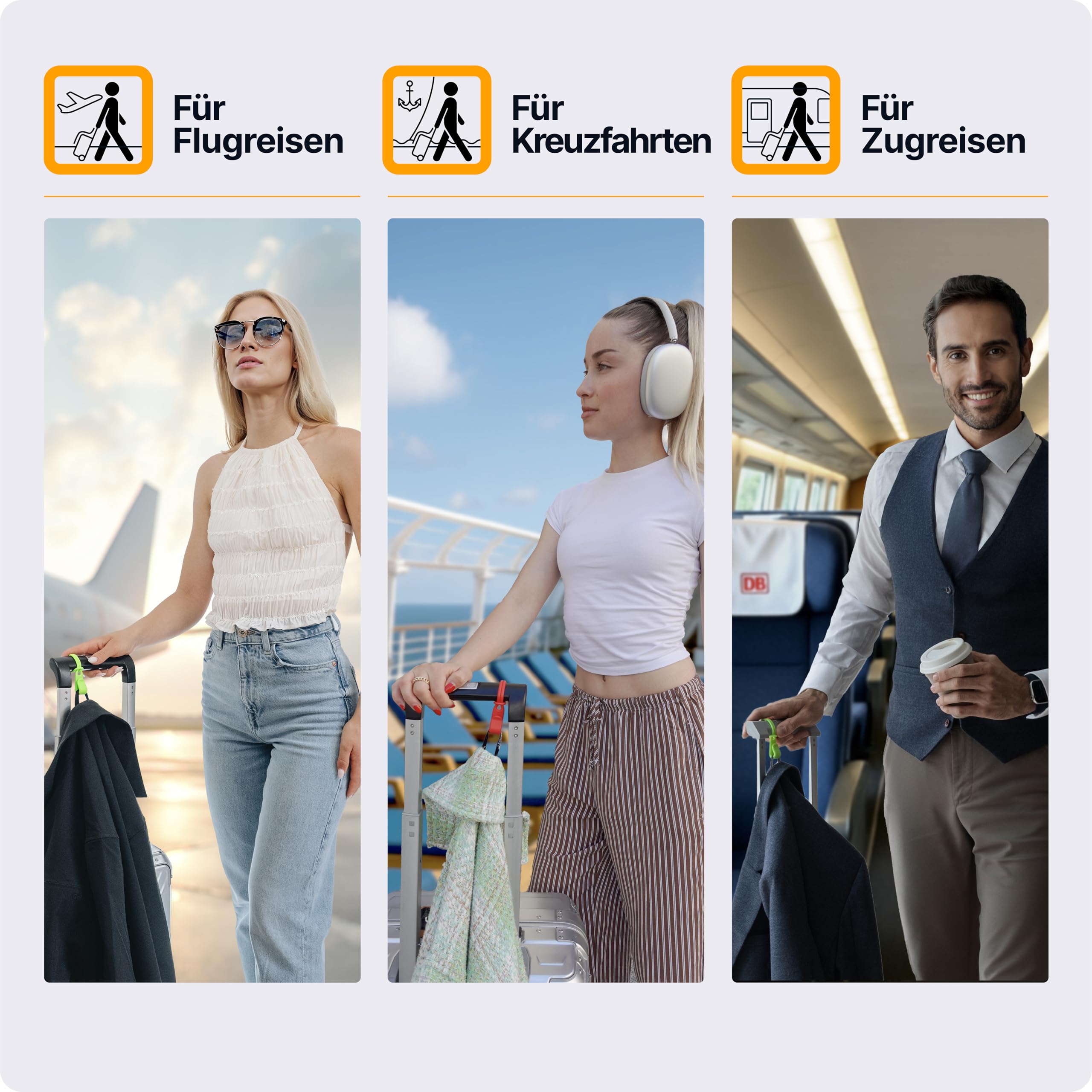 Der Koffer Haken hält deine Reise Utensilien - Reise Gadget für Flugzeug Reisen, Reisezubehör Flug Handgepäck, Kofferorganizer, Cooles Reise Geschenk, 1x Kleiderhaken für Koffer (Blau)