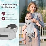 Momcozy Baby Carrier with Hip Seat,Ergonomic Support for Newborn to Toddler (0-36 Months), Hands-Free for Travel, Shopping & Daily Use,Lightweight & Adjustable,Grey
