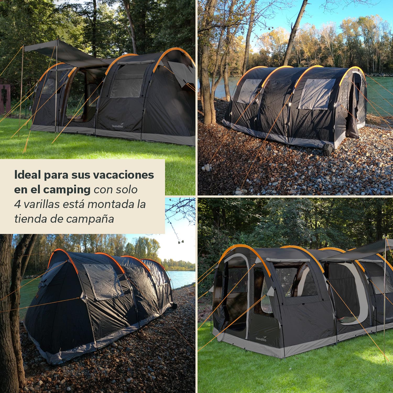 Skandika Gotland 4 Sleeper Protect - Tienda de campaña Familiar - mosquiteras - Suelo Cosido en Forma de bañera - mosquiteras