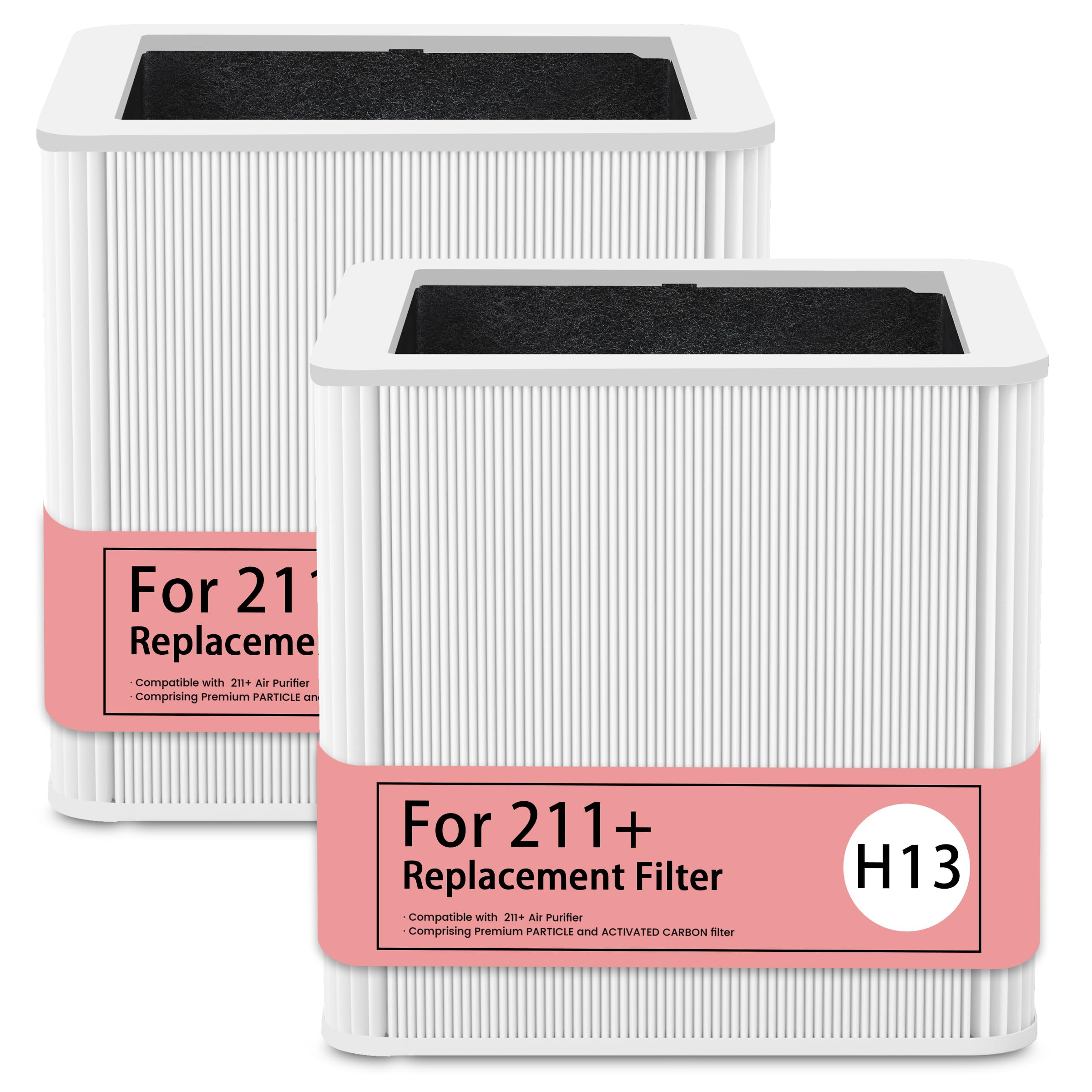2 Pack 211+ Replacement Filter Compatible with 211+ Air Cleaner Purifier, H13 True Hepa and Activated Carbon Replacement Filter