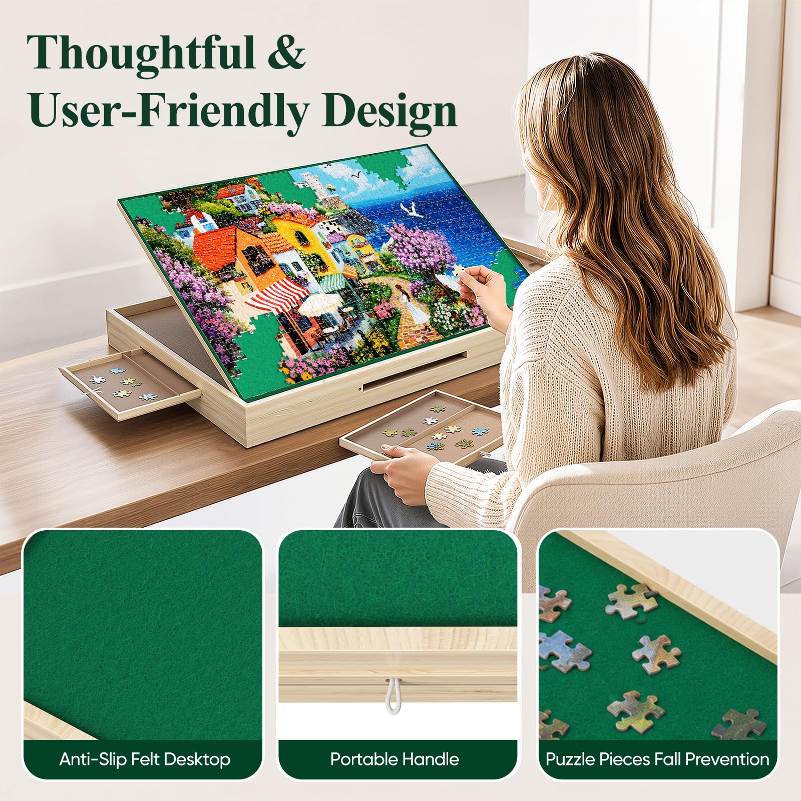 Table Puzzle en Bois, 3 inclinaisons, 1500 pièces