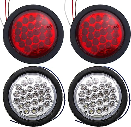Miniatura 3 de Luces LED redondas de 4 pulgadas para remolque y remolque, 24 luces LED de señal de giro de freno, con arandela de goma para camiones, remolques,