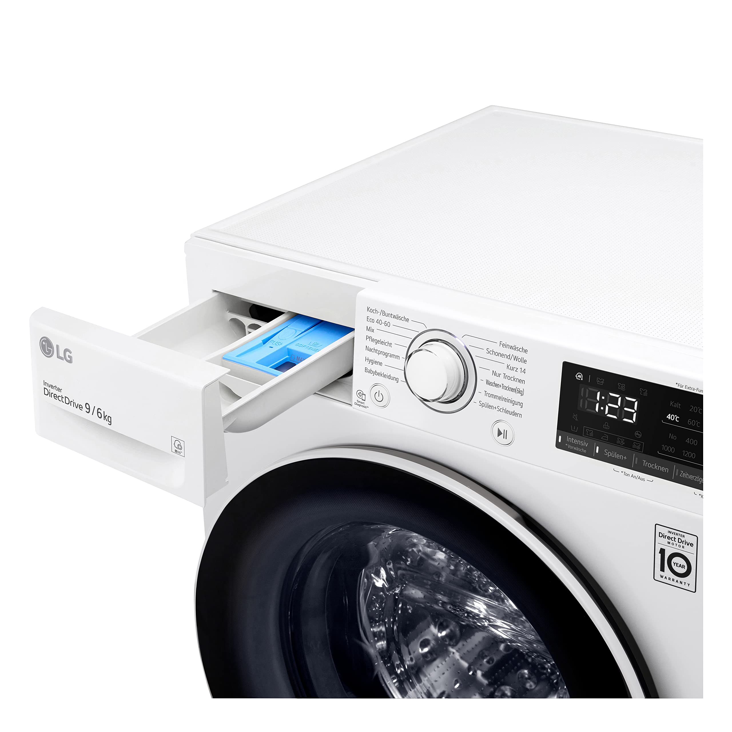 LG Electronics Waschtrockner F14WD96EN0B 9 kg Waschen 6 kg Trocknen Weiß