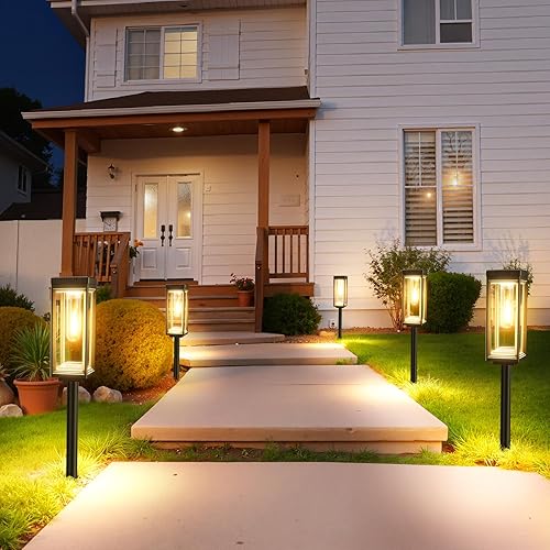 Miniatura 5 de Luces solares brillantes para caminos al aire libre, paquete de 8 luces solares de jardín impermeables, encendidoapagado automático del atardecer al