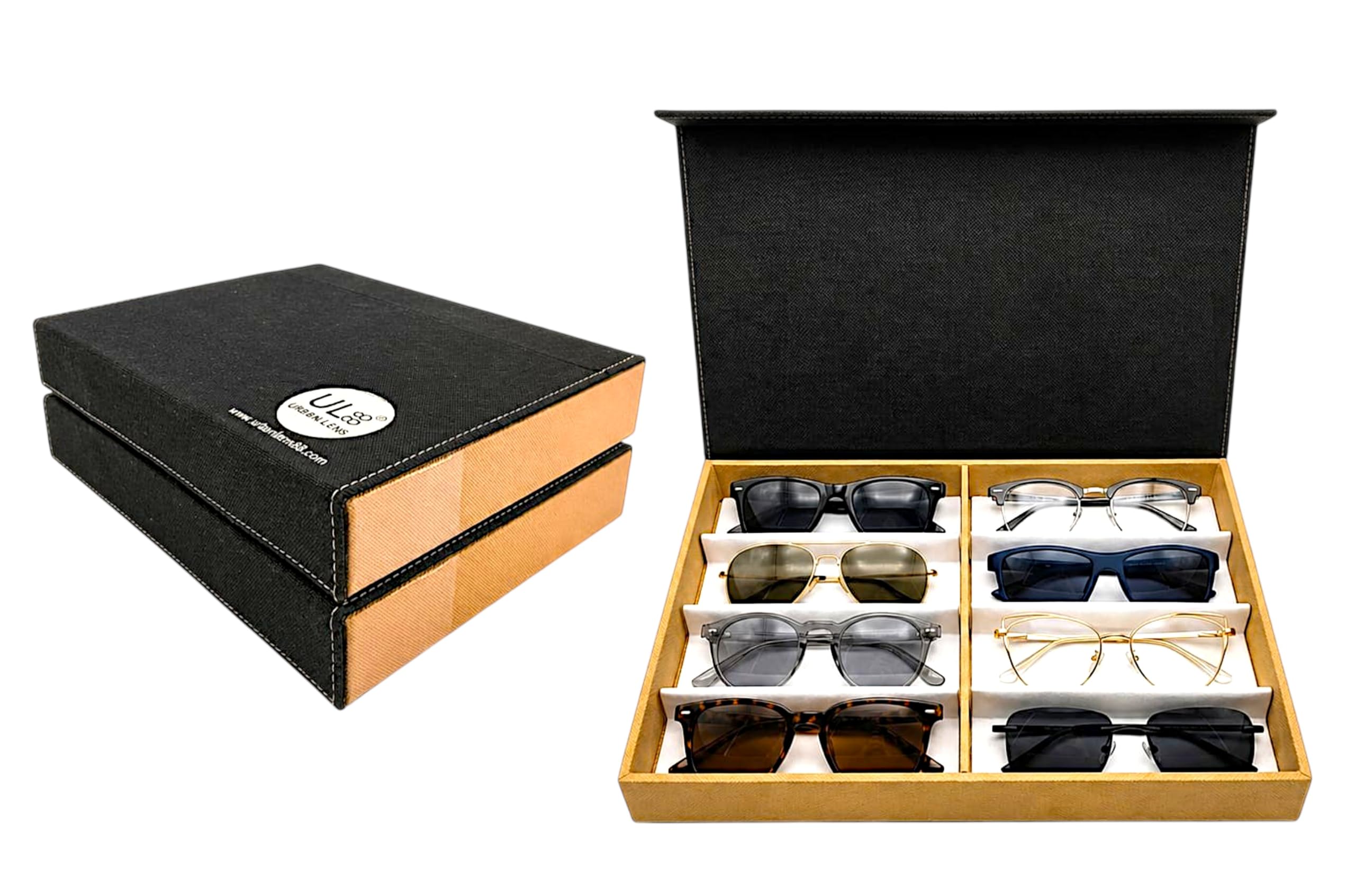 OKU 1 Set of 2 Eyewear Organizer Boxes Tray10 Slot Sunglasses Storage Case with Soft Velvet Interior | Stylish Display & Travel Organizer-picture-10