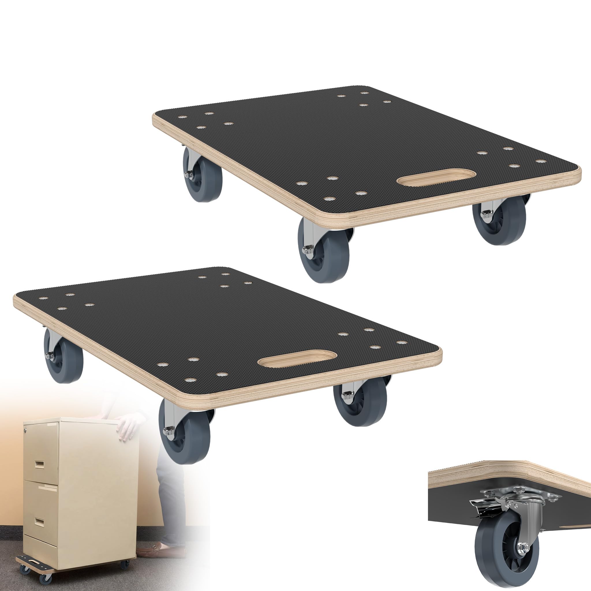 XMTECH Chariot de transport 60 x 40 cm, planche à roulettes de transport avec 2 freins de stationnement pour déménagement et atelier, charge lourde max. 200 kg, aide au transport de meubles - 2 pièces