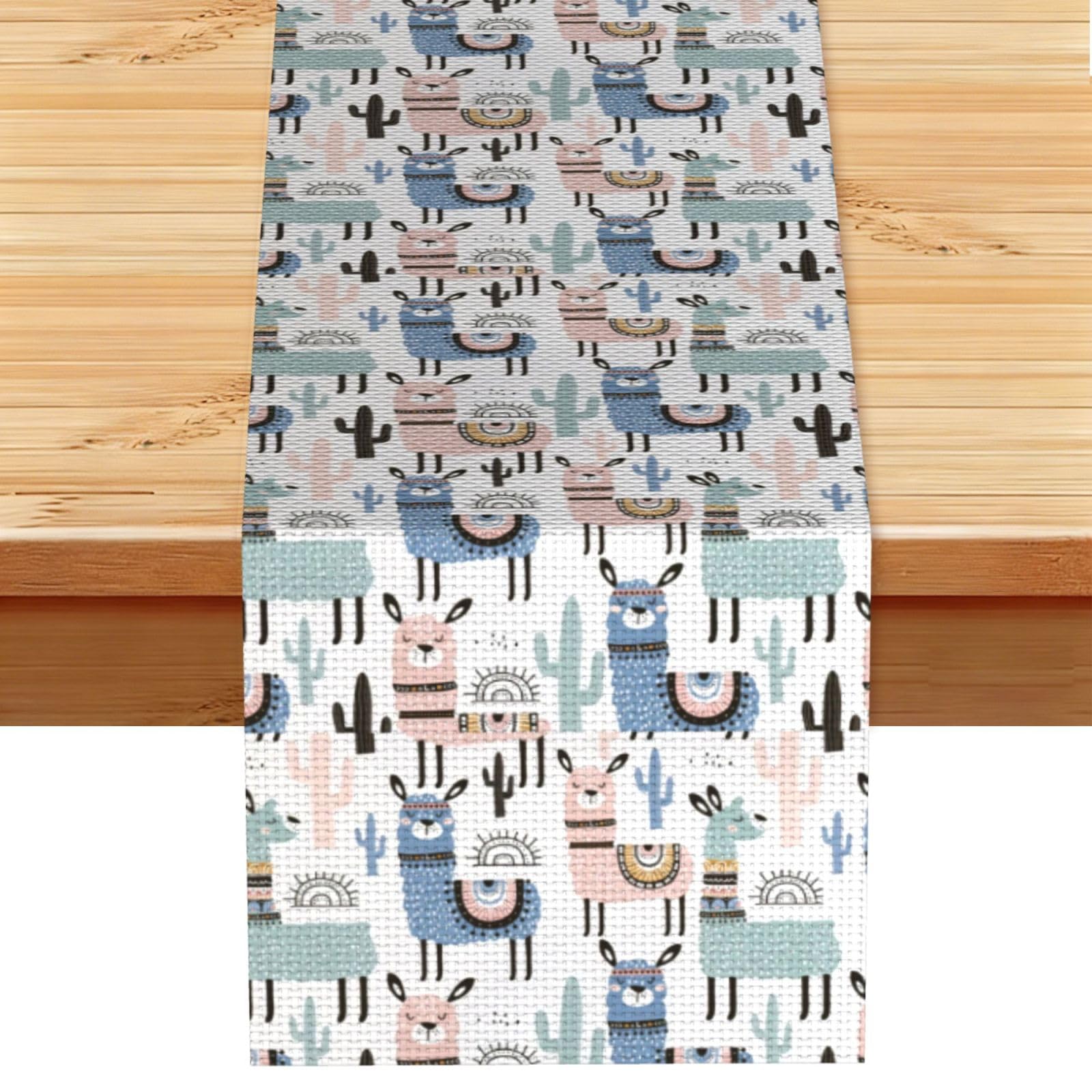 Yyoretp Black Llama Alpaca Cactus Print Table Runner For Home Hotel Dining Kitchen Party Indoor Outdoor Decor,13X72 Inch