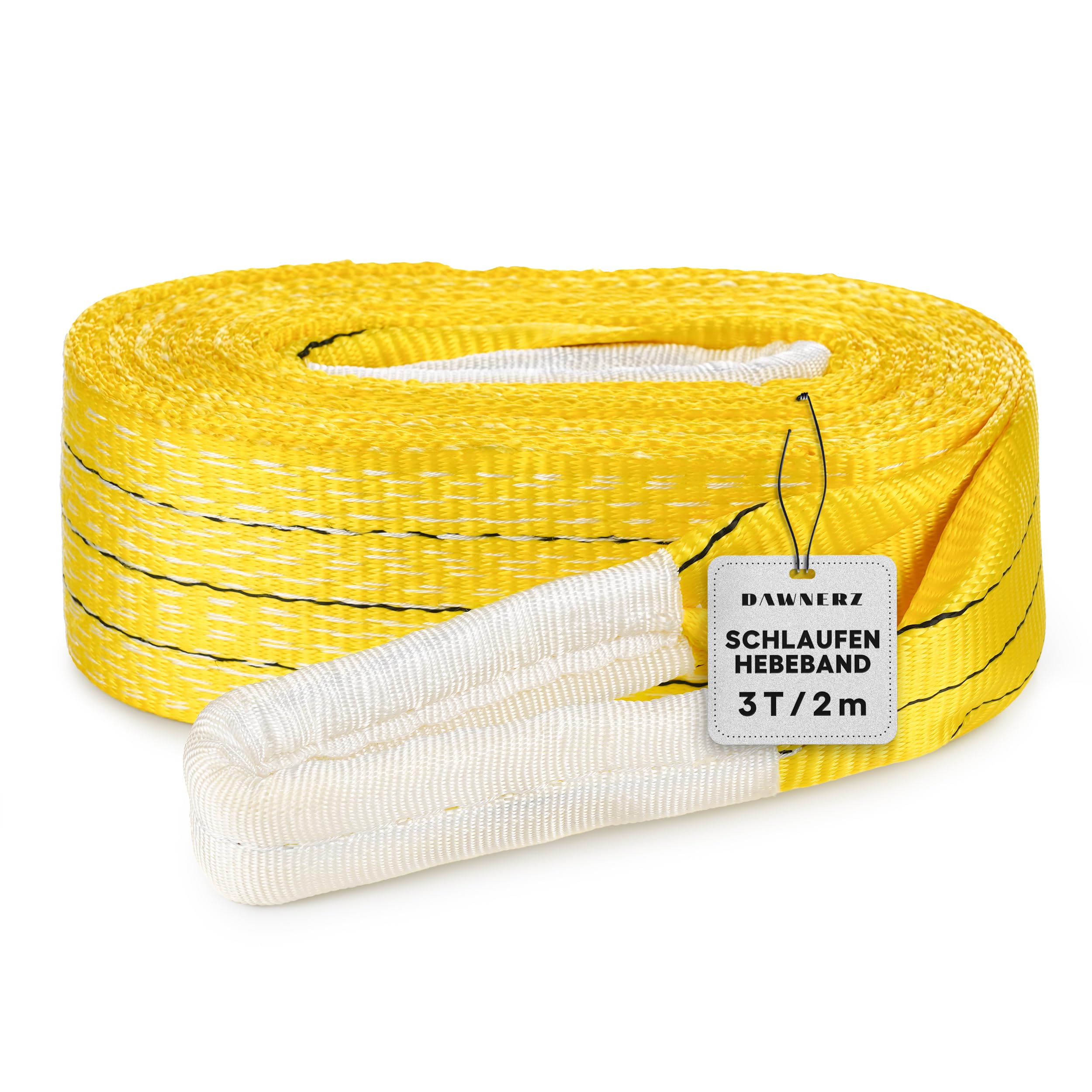 Schlaufen-Hebeband 3000 kg Direkt WLL, 2m - Schwerlast Hebegurt aus Polyester - Zweilagige Hebeschlinge mit Verstärkten Endschlaufen