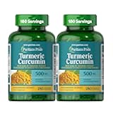 Turmeric Curcumin 500mg, Standarized to 95% Cucuminoids, Herbal Dietary Supplement for Antioxidant Health, 180 Radpid Release Capsules, Pack of 2