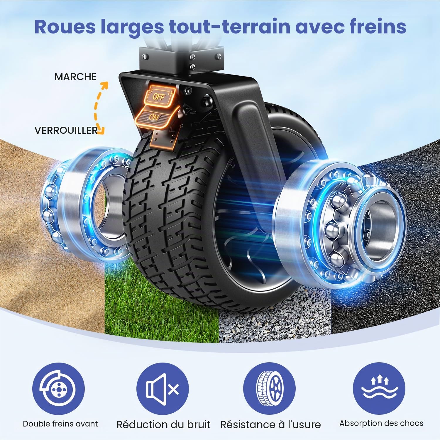 BEAU JARDIN Chariot Tout Terrain Pliable 250 kg 300 L – Roues XXL 18×10 cm avec Frein, Poche Latérale, Toile 600D Imperméable, Structure Renforcée – pour Plage Camping Pêche Jardin Transport