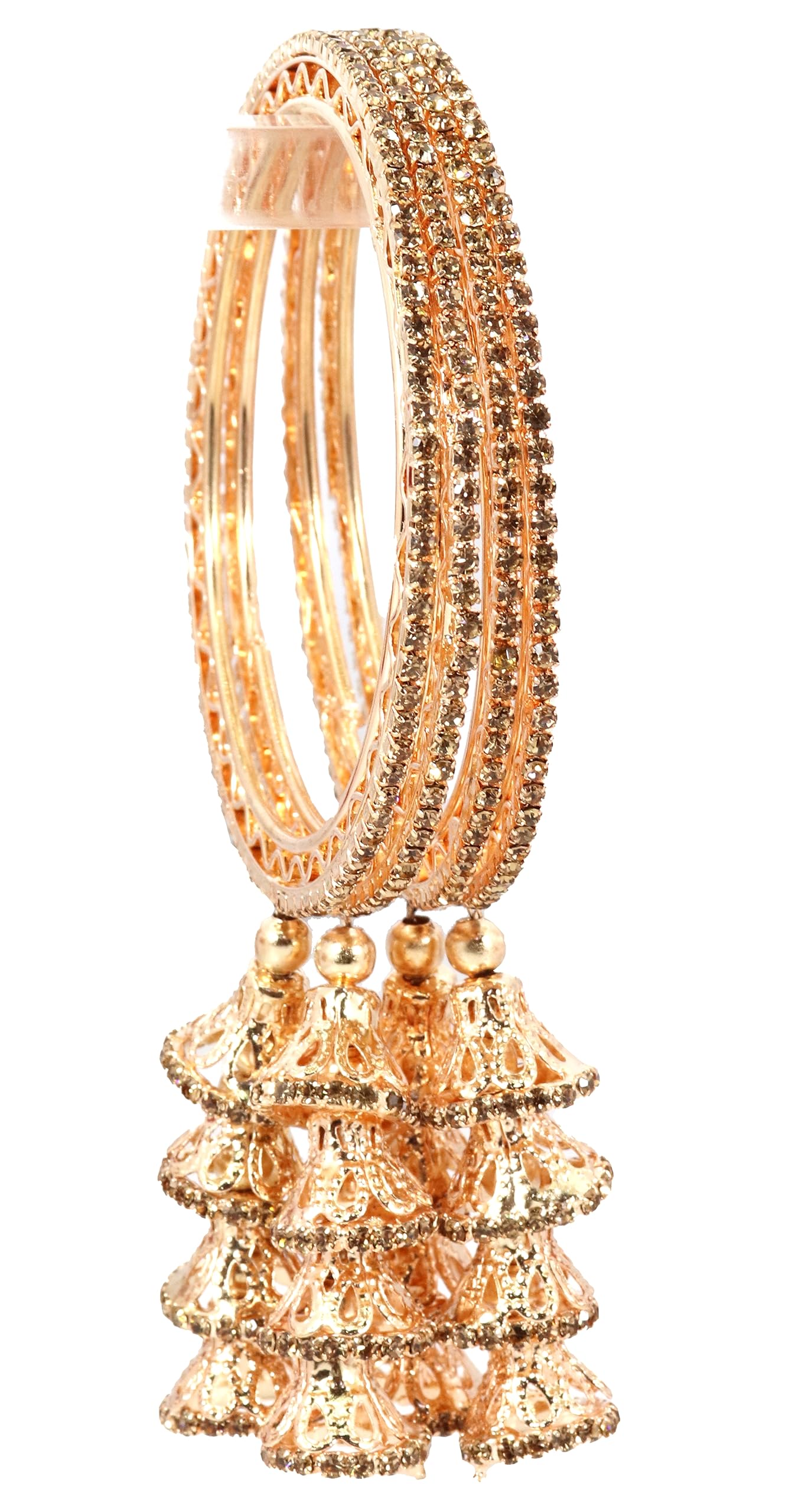 ZULKA Gold Plated Alloy Metal Set of 4 Stylish Latkan Bangle Set For Girls and Women || Fancy Womens Bangles Bracelet || Traditional Design Fashion Jewelry, (ZU_MAH56_1725-Navkar-RoseGold-2.6) (B0CHS9WHGY) Amazon Price History, Amazon Price Tracker