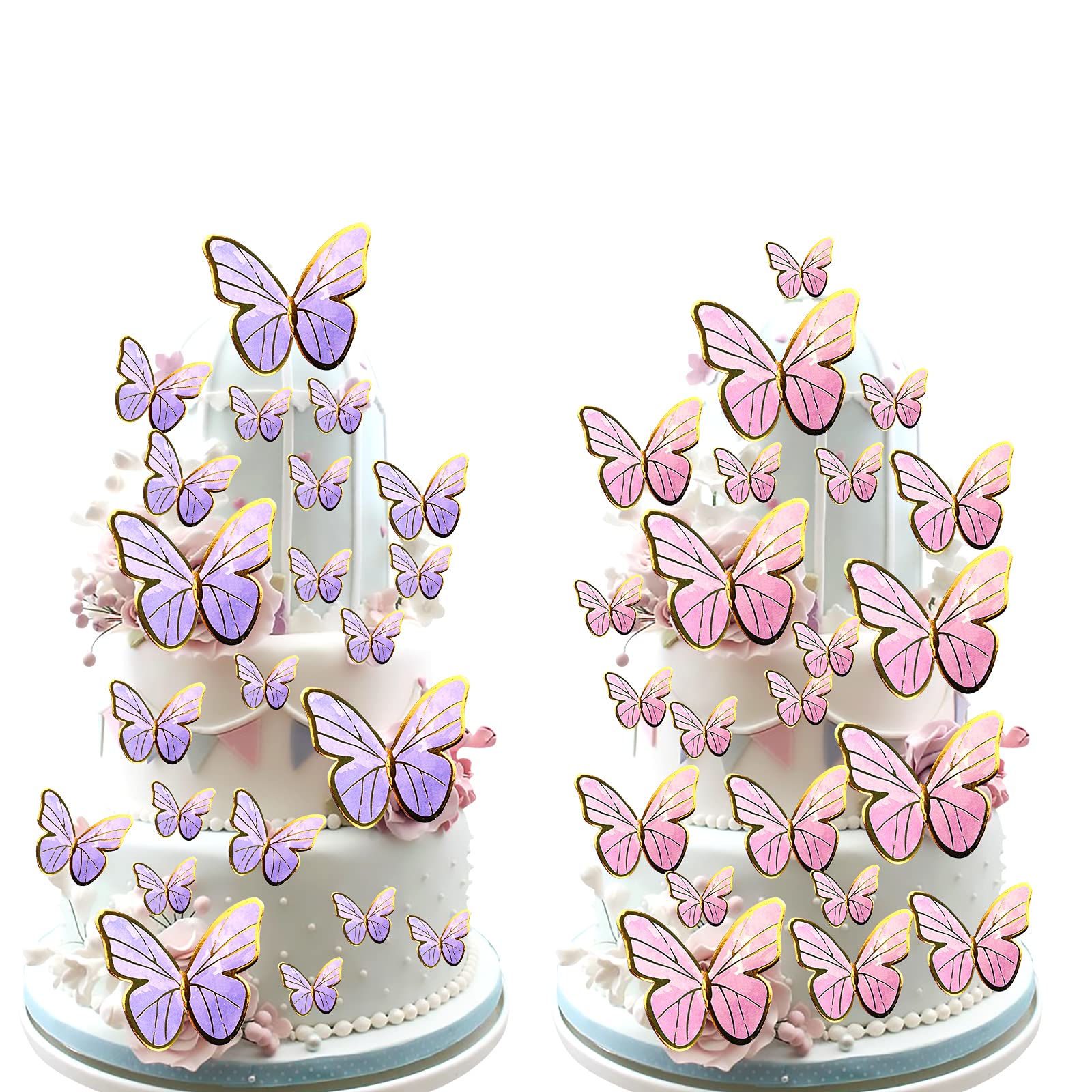 Buy 88PCS Butterfly Cake Decorations Pink VS Purple Cupcake Toppers