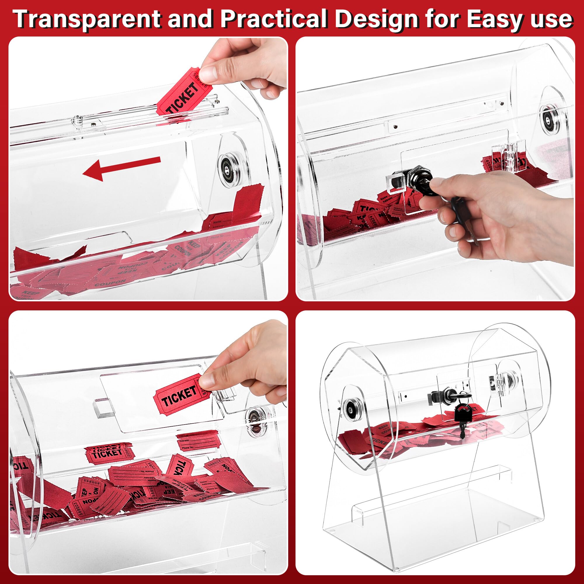 Transparent Raffle Box Snapklik.com : Acrylic Raffle Drum, Transparent Raffle Ticket Spinner ...