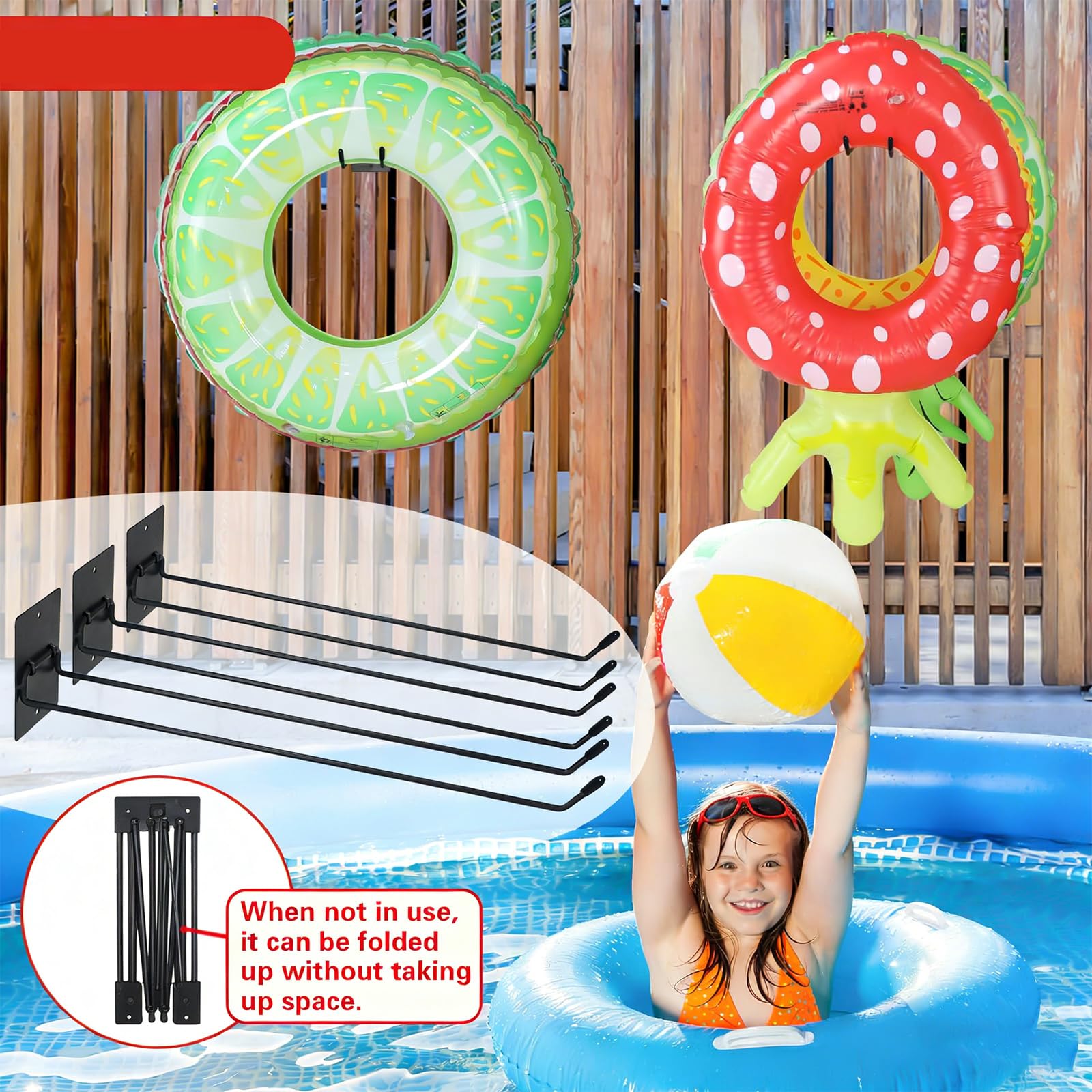 Rastrelliera Galleggiante in Ferro da 3 per Accessori per Piscina e organizzazione Attrezzature per Esterni con robuste Viti