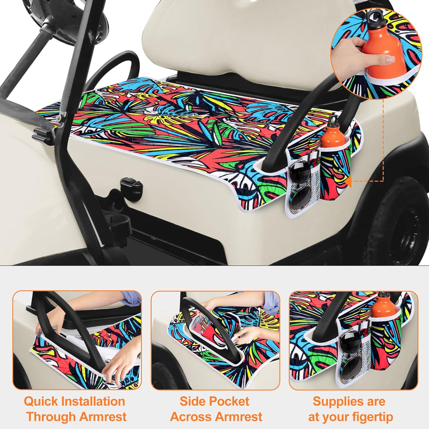 PGmoon Golf Cart Seat Covers, Golf Cart Seat Towel Blanket for Most Golf Carts Fits for EZGO, Club Car, Yamaha and More (Patent Design)