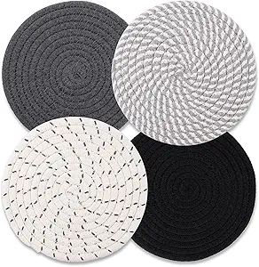 Trivets for Hot Dishes, Hot Pads for Kitchen, 7'' Trivets for Hot Pots and Pans, Pot Holders for Kitchen, Pot Holders Heat Resistant 4-Pcs, Trivets for Table, Kitchen Essentials for New Home