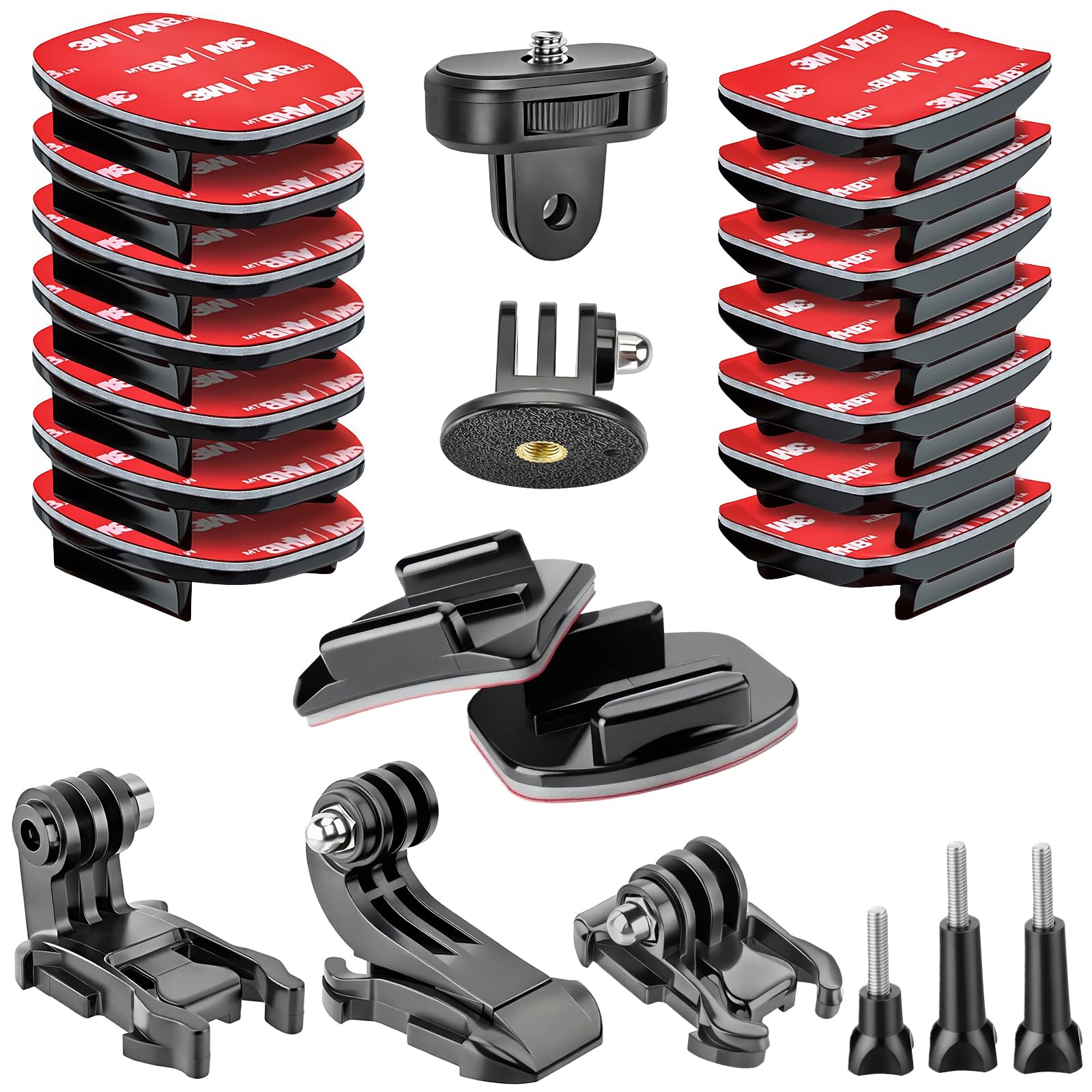 Wilist Helmet Mount for GoPro Go Pro, Curved Flat Adhesive Sticky Mounts, Quick Release Buckle, Tripod Adapter for Max 2 Mission 1 Hero 13 12 11 10 9
