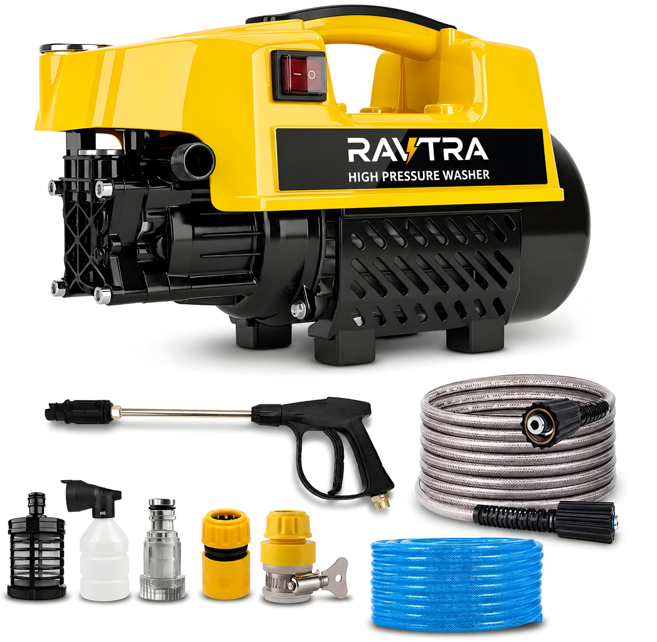 RVT-2800 High Pressure Washer 2800W, 250 Bar, 10L/Min Flow, 8M Hose Pipe, Portable Car, Bike & Home Cleaner with Pressure Control Knob, Manufactured with 100% Copper Induction Motor-image-10