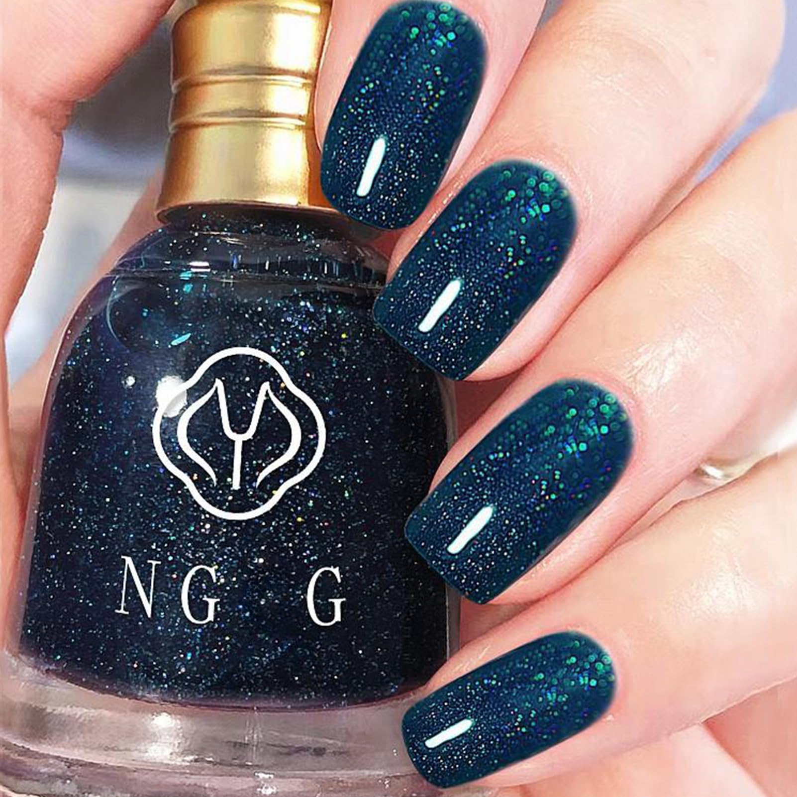 ASMAYSA Blue Sparkle Nail Polish, Glitter Dark Blue Nail Polish Quick Dry