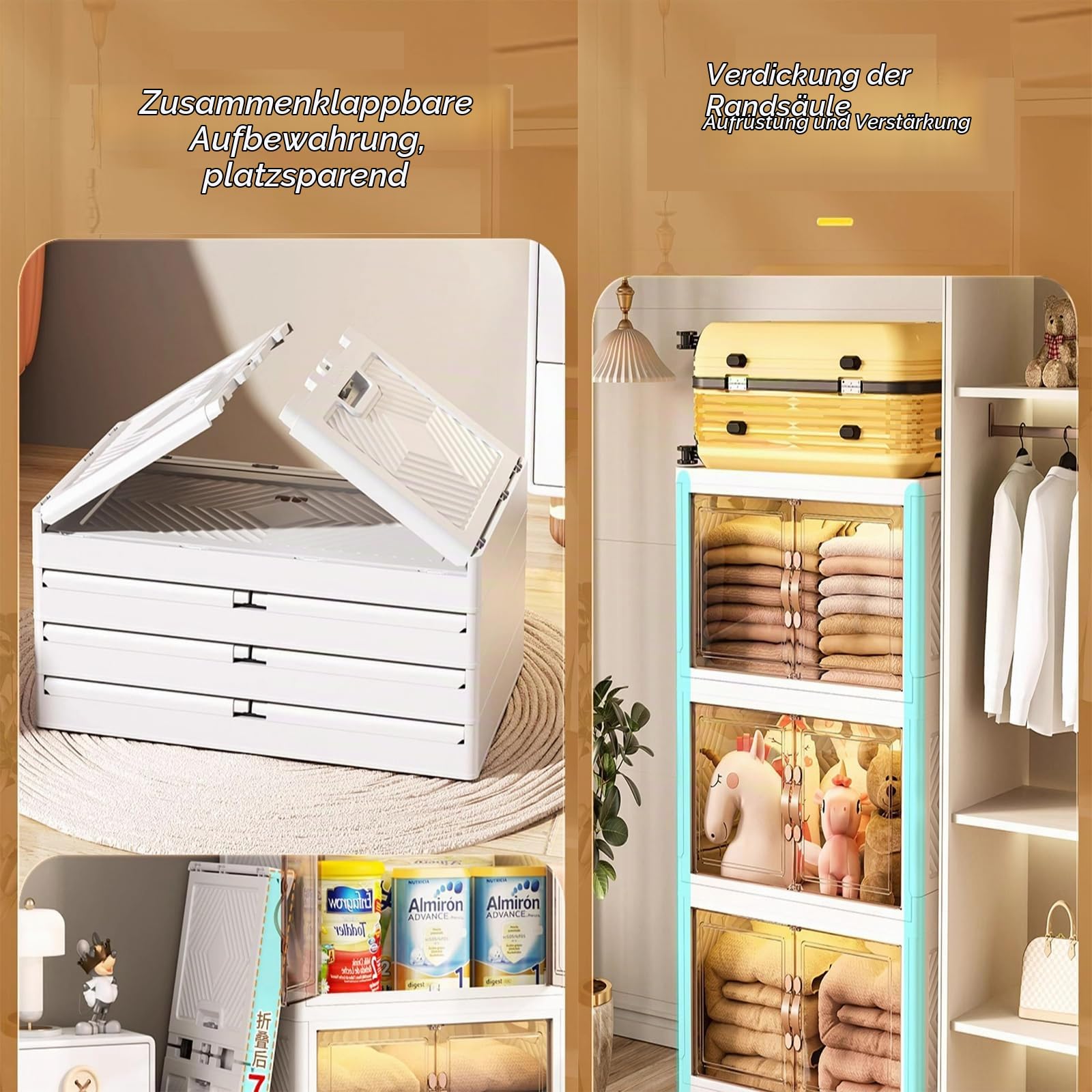 MECOLOR17.13Gal Installation freier Aufbewahrungsschrank, beweglicher Kunststoffschrank, Badezimmer Aufbewahrungsbox, Snack Spielzeug Klappschrank,geeignet für Familien und Schulen(2pack)
