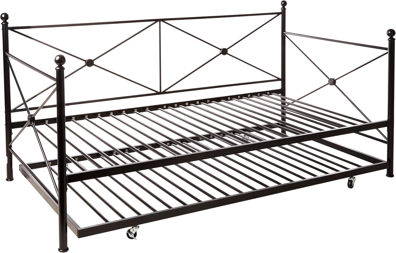 Homelegance 4964BKNT Metal Frame Daybed with Trundle Powder, Coated